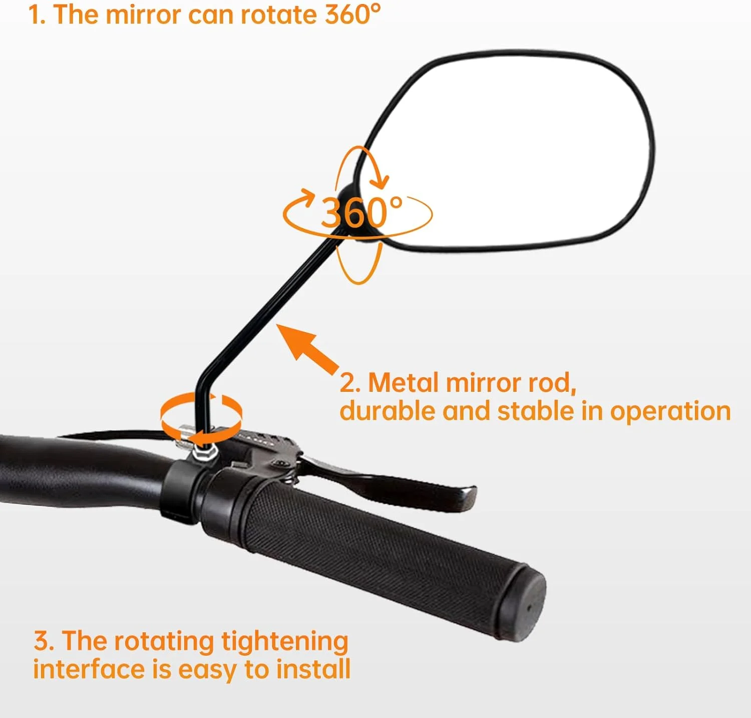 آینه دوچرخه برای نصب روی فرمان، 2 عدد آینه دید عقب دوچرخه برای دوچرخه برقی، آینه های شیشه ای HD برای فرمان با قطر 22-25 میلی متر