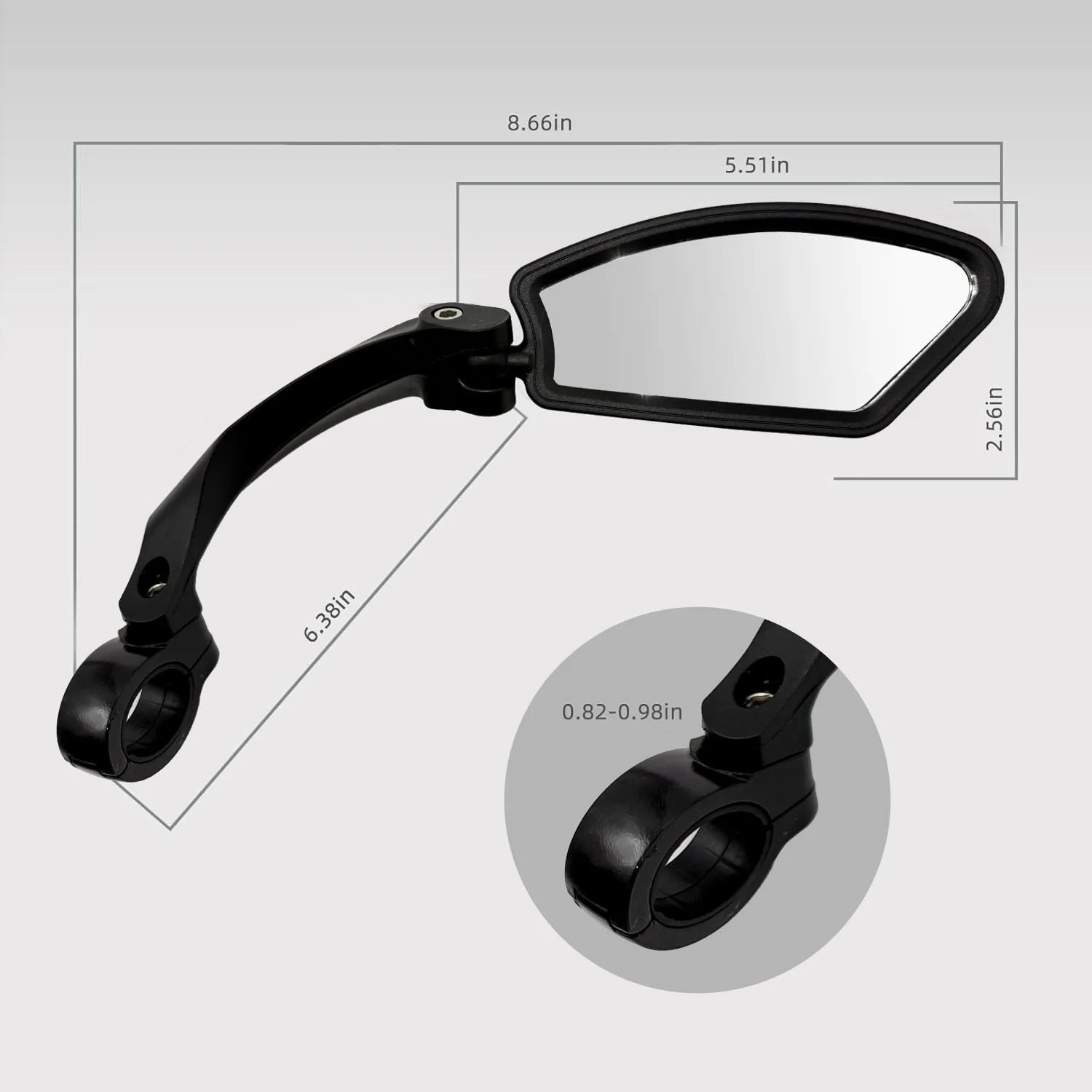 آینه دوچرخه، آینه دوچرخه قابل نصب روی فرمان، لنز شیشه ای HD، آینه های دید عقب دوچرخه، آینه های دوچرخه با دید واضح و قابل تنظیم 360 درجه برای دوچرخه های کوهستانی و شهری (نقره ای - سمت راست)