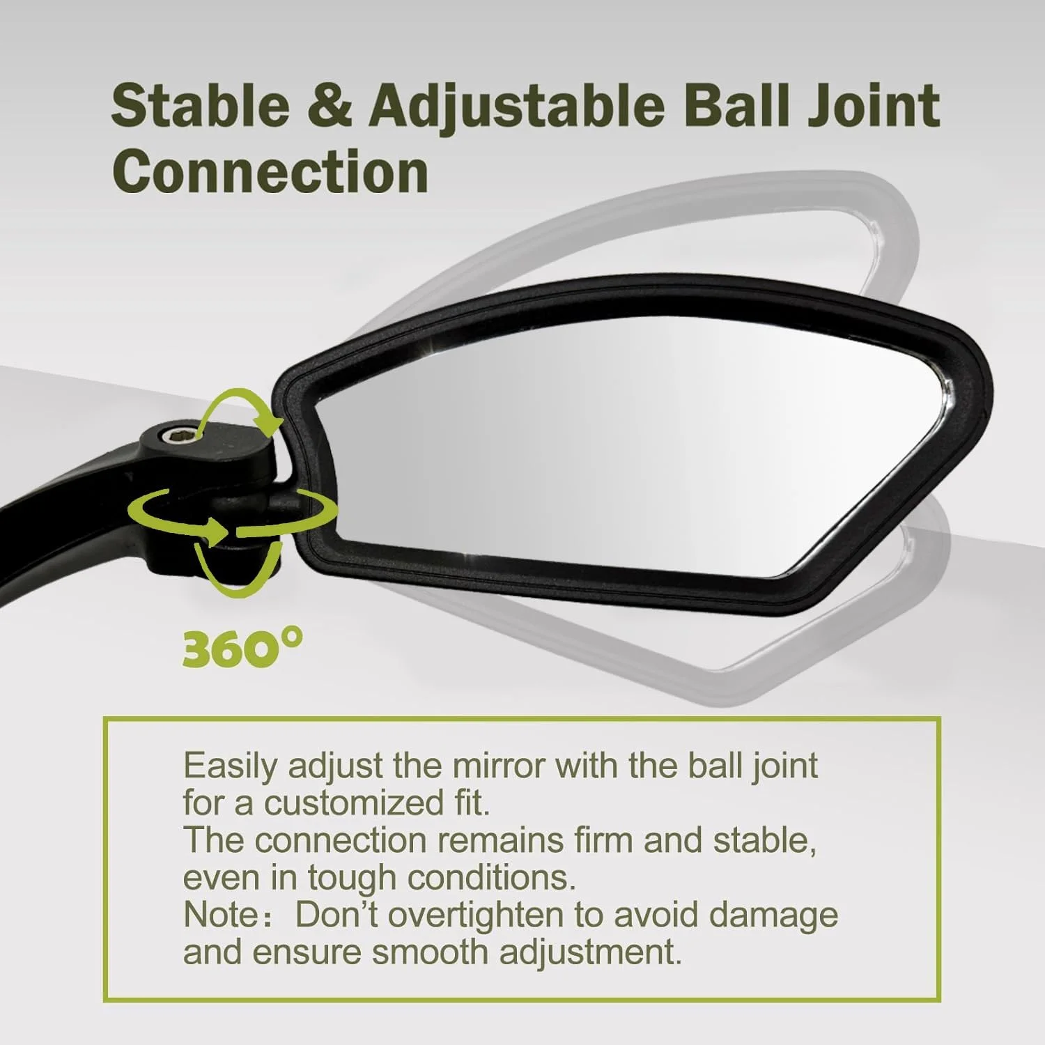 آینه دوچرخه، آینه دوچرخه قابل نصب روی فرمان، لنز شیشه ای HD، آینه های دید عقب دوچرخه، آینه های دوچرخه با دید واضح و قابل تنظیم 360 درجه برای دوچرخه های کوهستانی و شهری (نقره ای - سمت راست)