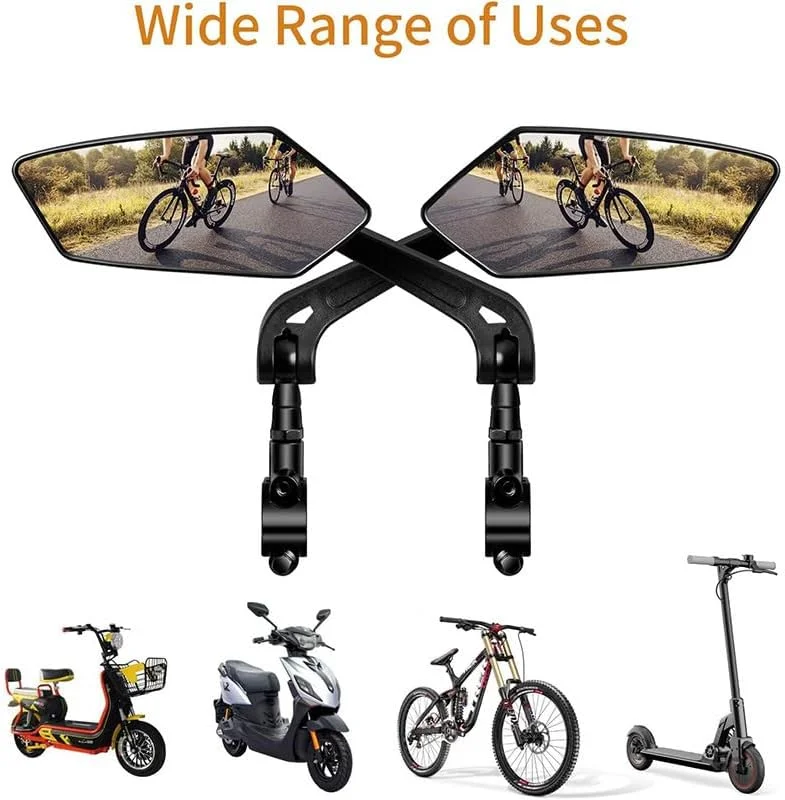 یک جفت آینه دوچرخه فرمان، لنز شیشه ای مقاوم در برابر خراش با قابلیت چرخش 360 درجه، آینه های دید عقب با کیفیت بالا به همراه لوازم جانبی نصب برای دوچرخه کوهستان، دوچرخه جاده و دوچرخه الکترونیکی
