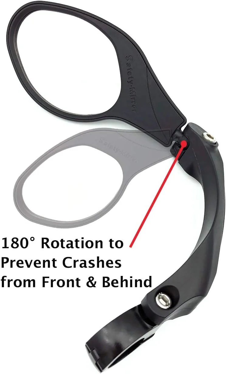 آینه فرمان دوچرخه هافنی با لنز استیل ضد زنگ، آینه دید عقب ایمن، آینه دوچرخه سواری (سمت چپ مشکی با بازتابنده) (چپ)