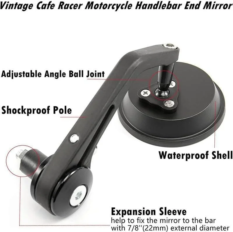 آینه دوچرخه مشکی 7/8 اینچی، آینه دید عقب فرمان با زاویه دید گسترده 360 درجه قابل تنظیم برای دوچرخه های کوهستانی