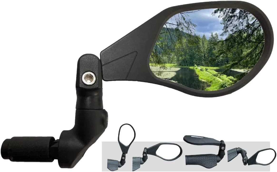 آینه دوچرخه Hafny مدل Bar End، لنز شیشه ای درجه خودرو HD، سطح بزرگ، مقاوم در برابر شکستن، قابل تنظیم چند زاویه، آینه های دوچرخه برقی (HF-M903RB-FR08) (HF-M903RS-FR08 (سمت راست، شیشه نقره ای))