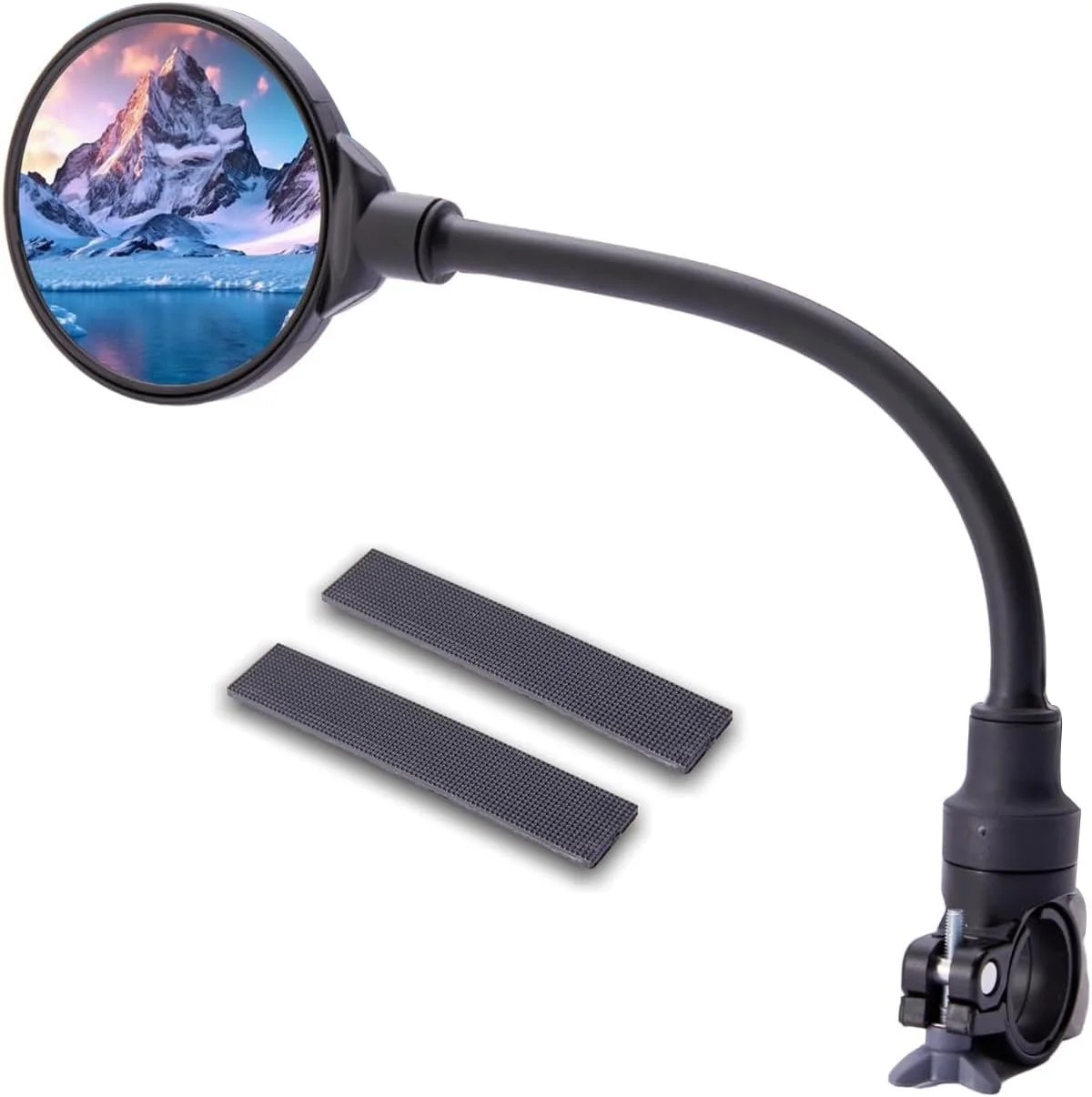 آینه دوچرخه نصب روی فرمان (1 عدد) 360 درجه با 2 بند، آینه عقب دوچرخه قابل تنظیم با لنز محدب HD ضد تابش، آینه های نشکن برای دوچرخه های الکترونیکی، اسکوتر، دوچرخه های کوهستانی و جاده ای