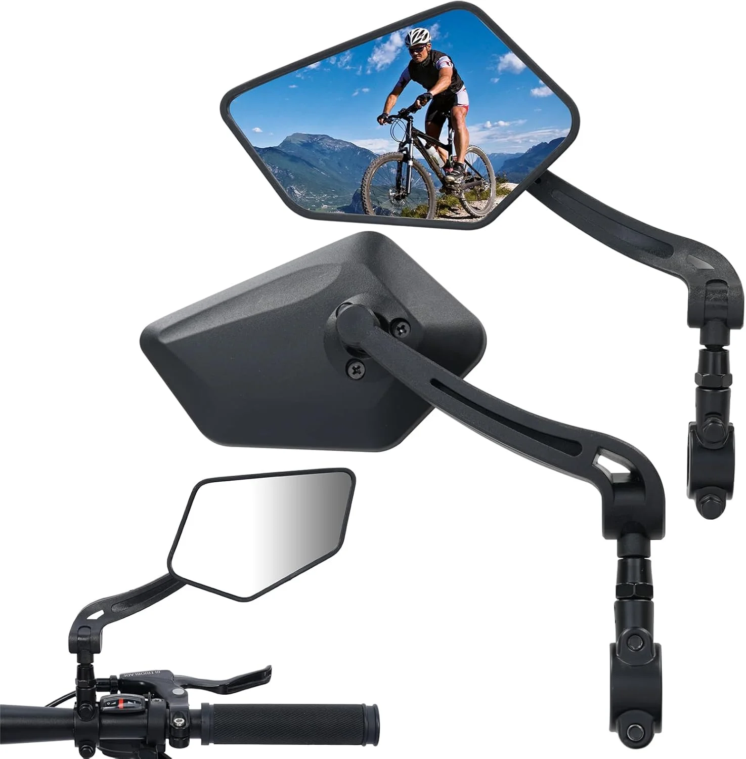 آینه فرمان دوچرخه، آینه عقب قابل تنظیم و چرخان APLSTOW (یک جفت-C)