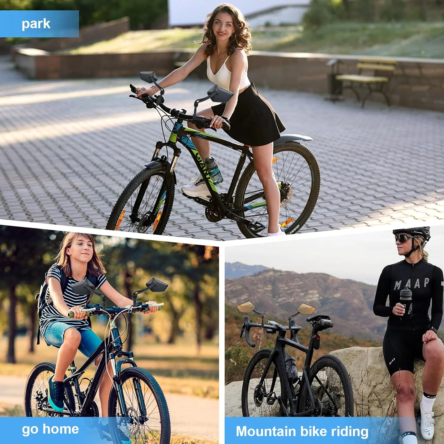 آینه فرمان دوچرخه، آینه عقب قابل تنظیم و چرخان APLSTOW (یک جفت-C)