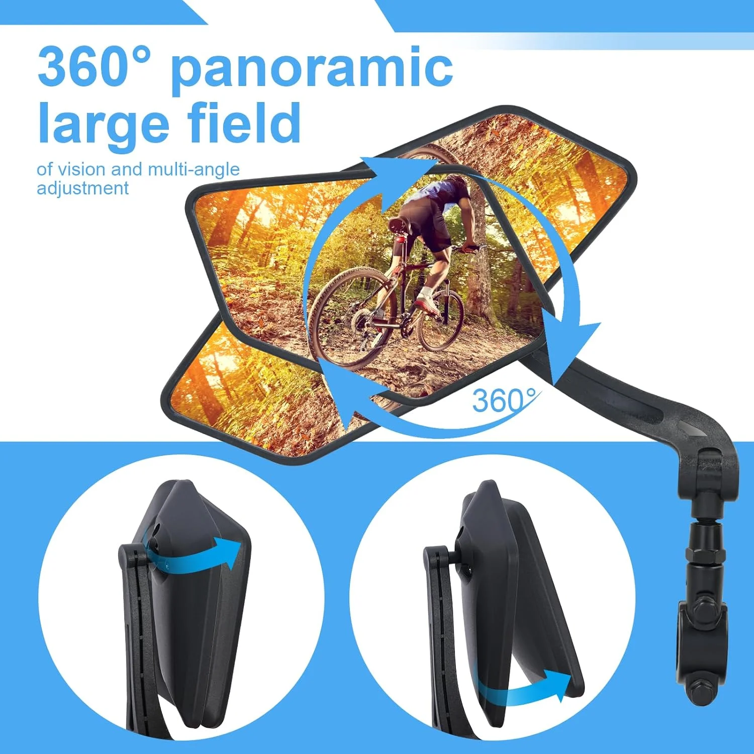 آینه فرمان دوچرخه، آینه عقب قابل تنظیم و چرخان APLSTOW (یک جفت-C)