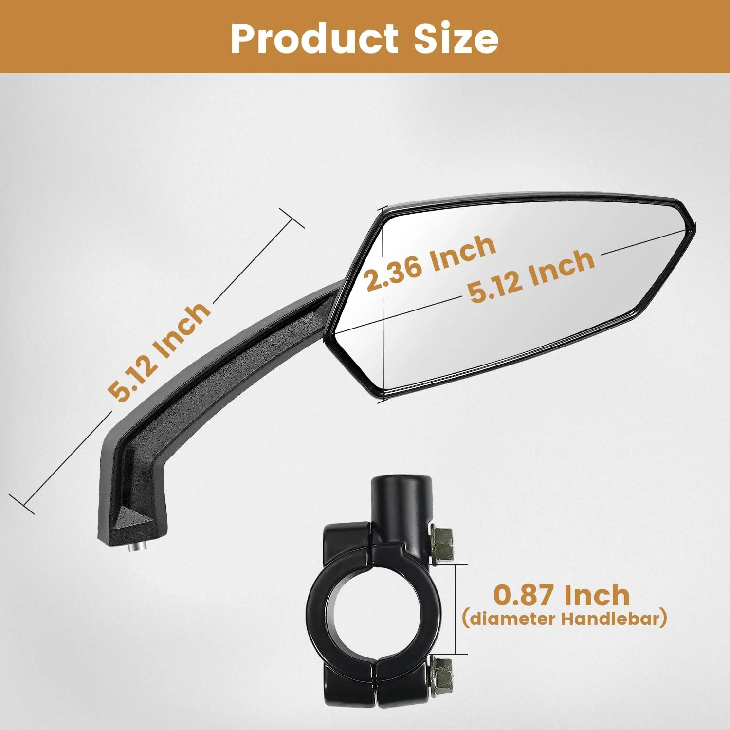 آینه دوچرخه فرمان، آینه دید عقب شیشه ای محدب HD با فیلم ضد خرد شدن، آینه دوچرخه قابل تنظیم 360 درجه برای MTB و دوچرخه برقی، مناسب برای فرمان های 21-26 میلی متر، فقط سمت چپ (مشکی)