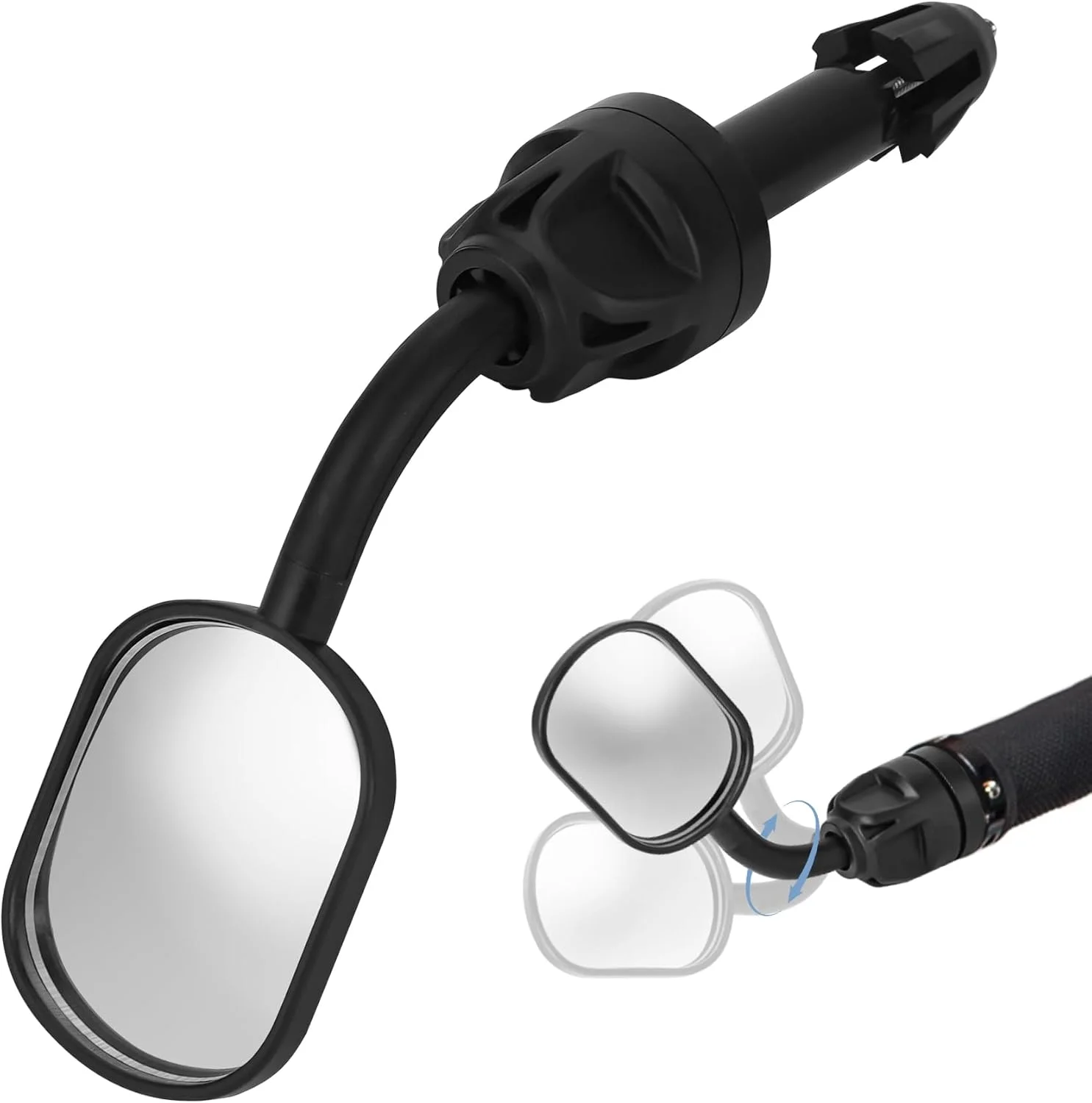 آینه دوچرخه نصب شده روی دسته فرمان، آینه انتهای میله دوچرخه، آینه عقب‌نمای محدب HD با زاویه دید قابل تنظیم (1)