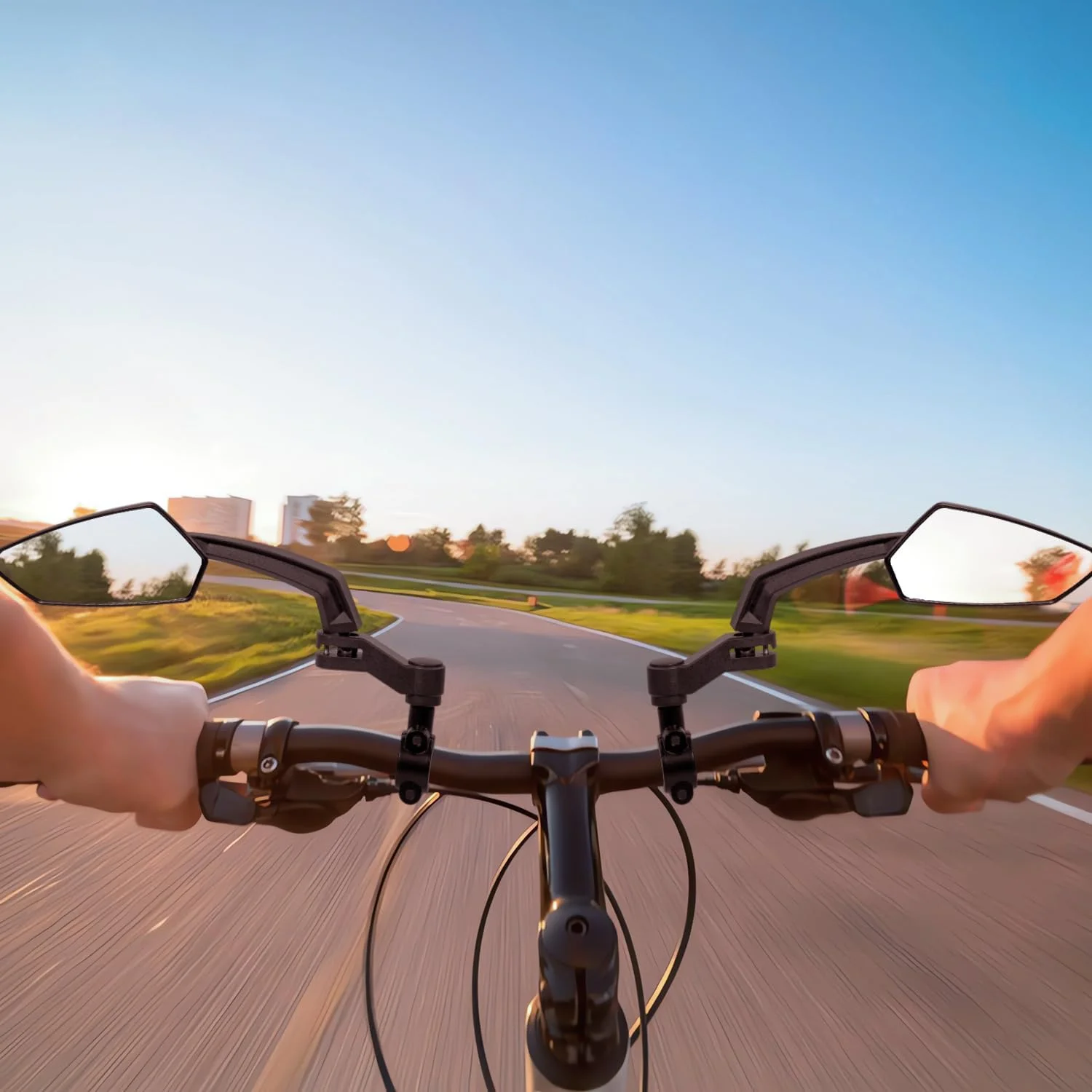 آینه دوچرخه فرمان، آینه دید عقب شیشه ای محدب HD با فیلم ضد خرد شدن، آینه دوچرخه قابل تنظیم 360 درجه برای MTB و دوچرخه برقی، مناسب برای فرمان های 21-26 میلی متر، فقط سمت چپ (مشکی)