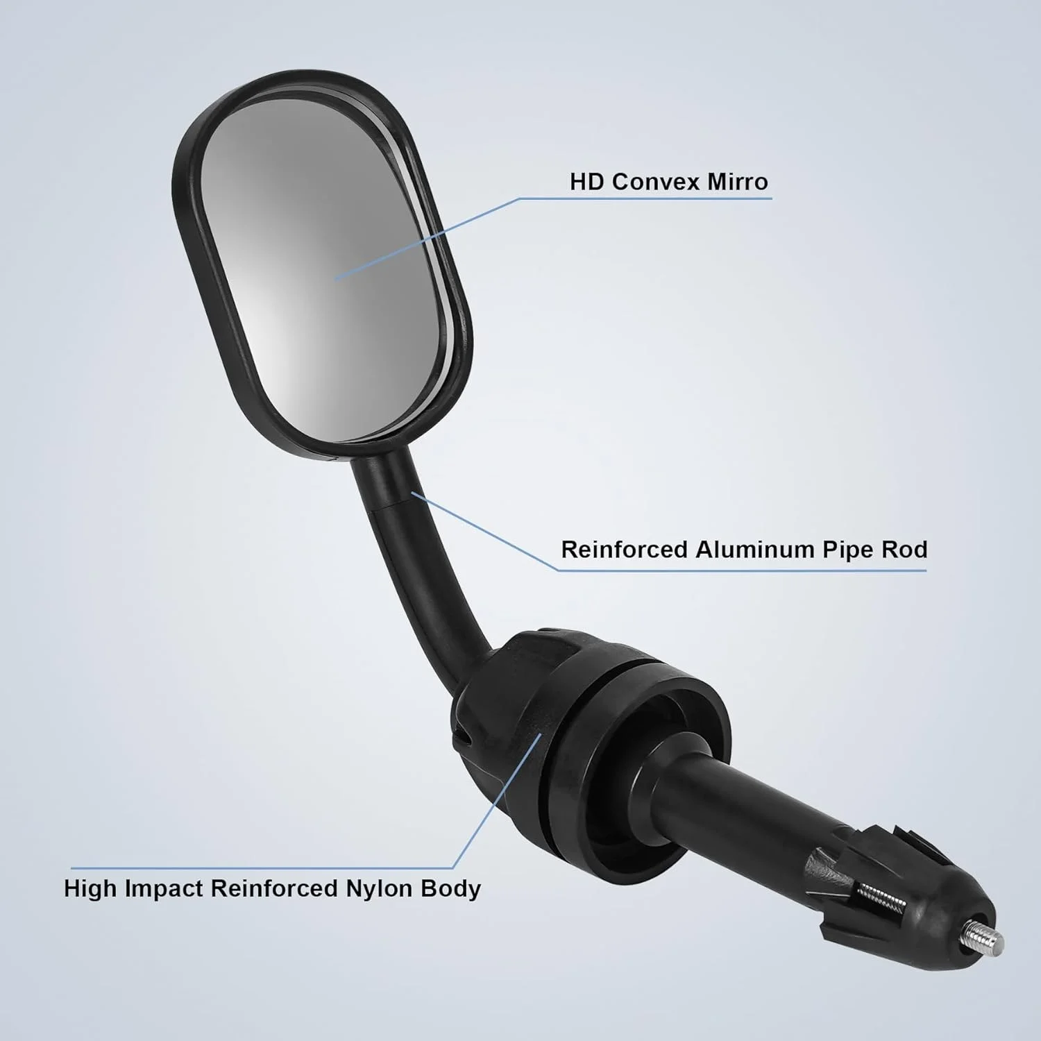 آینه دوچرخه نصب شده روی دسته فرمان، آینه انتهای میله دوچرخه، آینه عقب‌نمای محدب HD با زاویه دید قابل تنظیم (1)