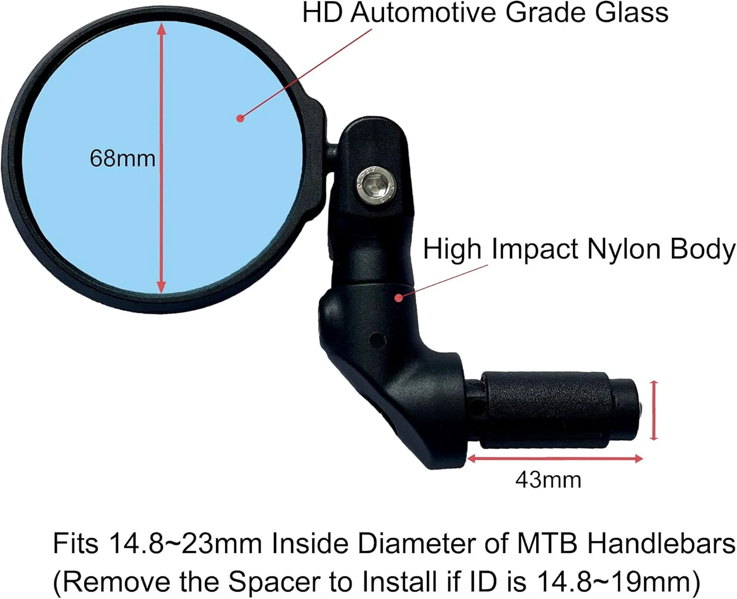 آینه دوچرخه چند منظوره قابل تنظیم Hafny مدل HF-M952B-FR08 (شیشه آبی ضد تابش)