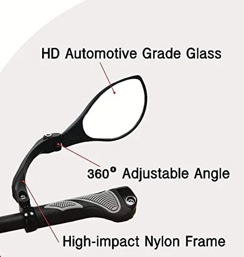 آینه دوچرخه فرمان هافنی مدل جدید، لنز شیشه ای HD (راست نقره ای)