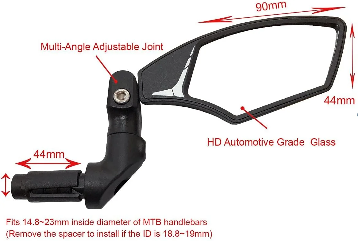 آینه دوچرخه Hafny مدل HF-M900LS-FR08 (HF-M900RS-FR08 سمت راست، شیشه نقره ای)