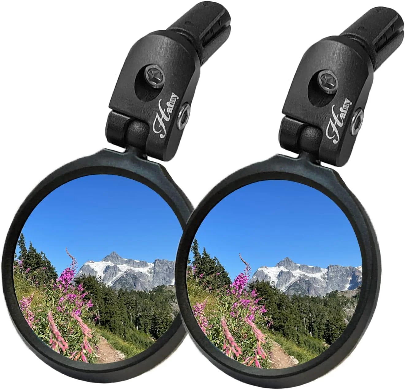 آینه دوچرخه Hafny نصب شونده در انتهای فرمان، HD، مقاوم در برابر ضربه، آینه شیشه ای، HF-MR090، HF-M951B-FR03، 2 عدد (شیشه آبی ضد تابش، 60mm * 2 عدد)