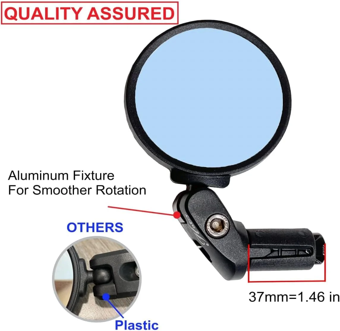 آینه دوچرخه Hafny نصب شونده در انتهای فرمان، HD، مقاوم در برابر ضربه، آینه شیشه ای، HF-MR090، HF-M951B-FR03، 2 عدد (شیشه آبی ضد تابش، 60mm * 2 عدد)