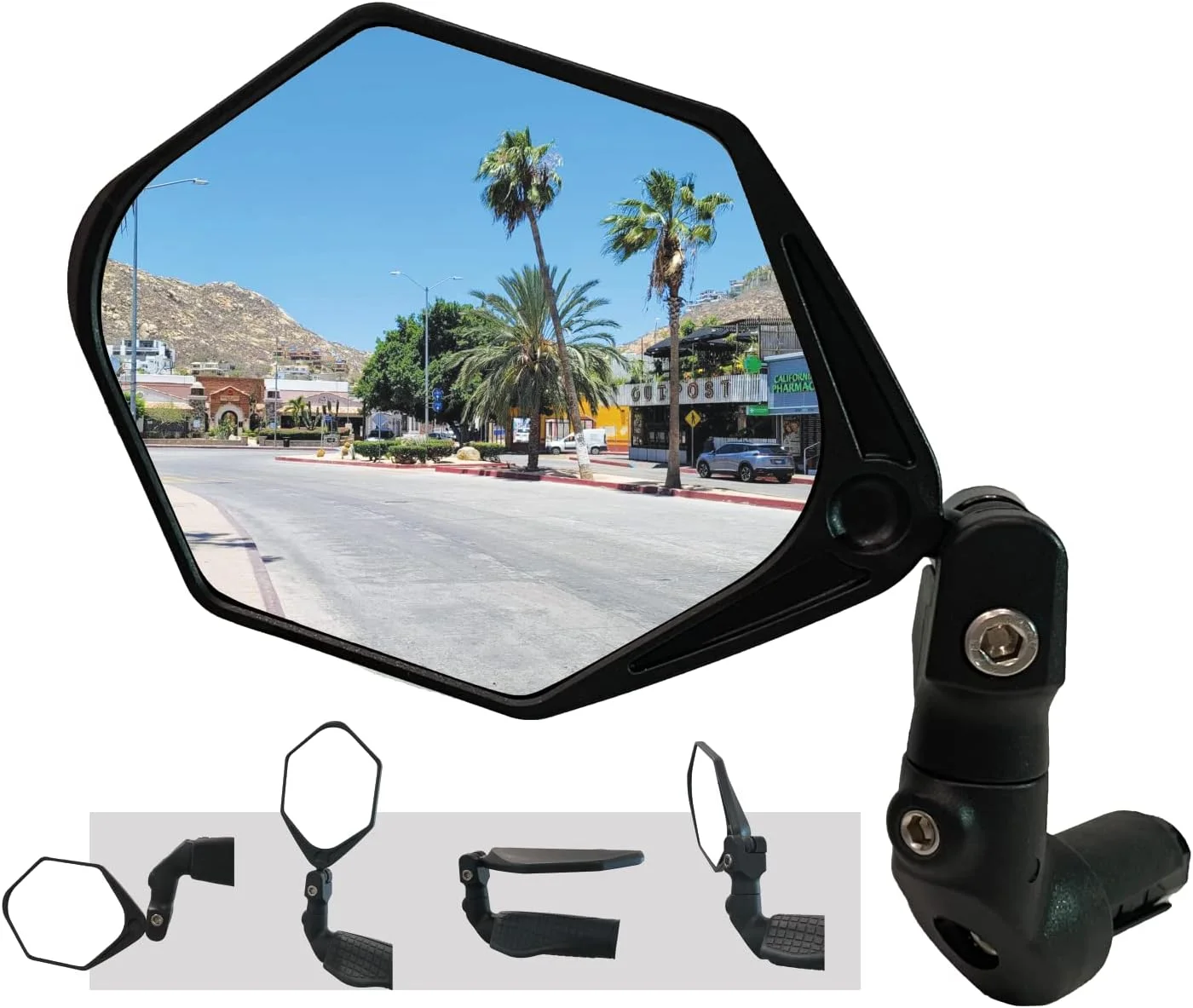 آینه دوچرخه برقی جدید Hafny 2023 مدل Bar End، آینه فرمان دوچرخه با سطح بزرگ، آینه دوچرخه شیشه ای درجه خودرو HD، آینه دوچرخه سواری ایمن مقاوم در برابر انفجار (HF-M904-FR08) (شیشه نقره ای)