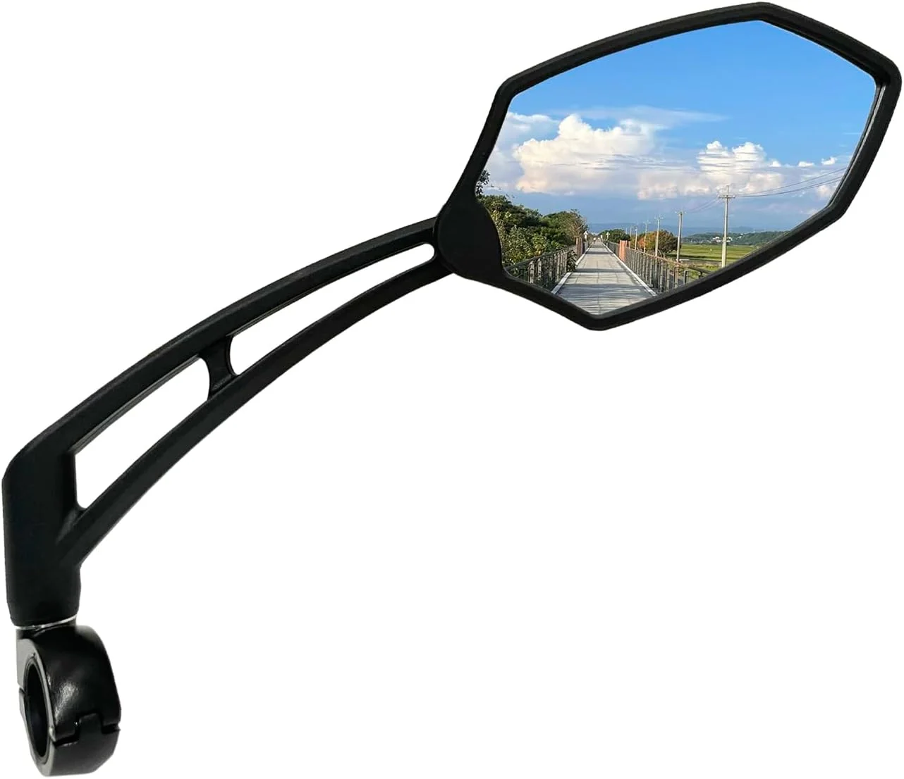 آینه دوچرخه فرمان Hafny مدل 2024، بازوی بلند، لنز شیشه ای HD، آینه عقب دوچرخه ایمن قابل تنظیم و چرخان، مقاوم در برابر ضربه، HF-M6002-FR051 (نقره ای راست)