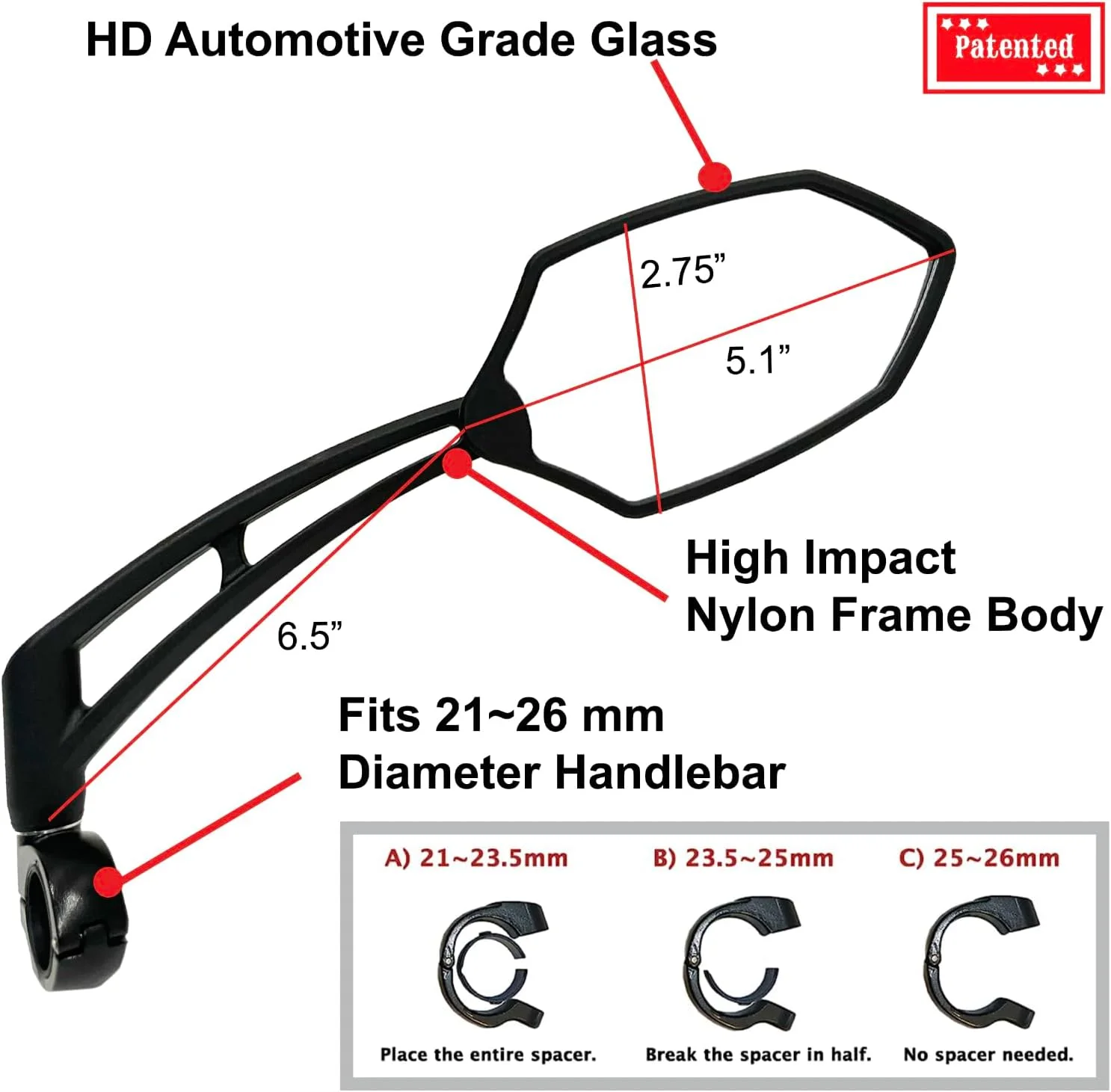 آینه دوچرخه فرمان Hafny مدل 2024، بازوی بلند، لنز شیشه ای HD، آینه عقب دوچرخه ایمن قابل تنظیم و چرخان، مقاوم در برابر ضربه، HF-M6002-FR051 (نقره ای راست) آینه دوچرخه فرمان Hafny مدل 2024، بازوی بلند، لنز شیشه ای HD، آینه عقب دوچرخه ایمن قابل تنظیم و چرخان، مقاوم در برابر ضربه، HF-M6002-FR051 (نقره ای راست)
