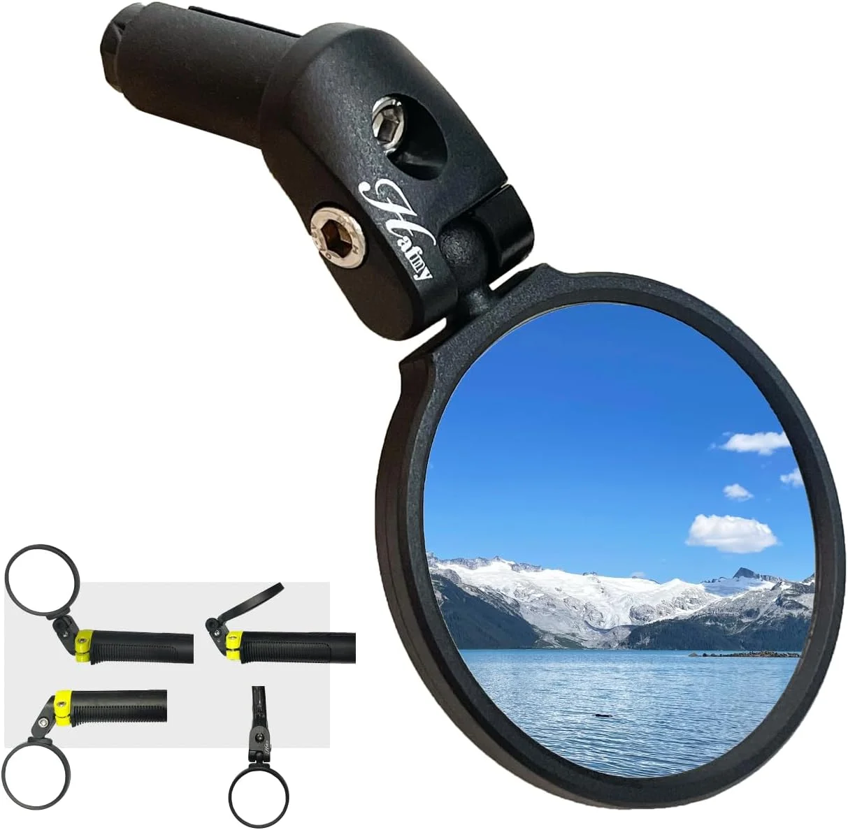 آینه دوچرخه انتهای فرمان هافنی - لنز استیل ضد زنگ، دید عقب ایمن و قابل تنظیم، مناسب دوچرخه و دوچرخه برقی - HF-MR087 (مشکی قطر 68)