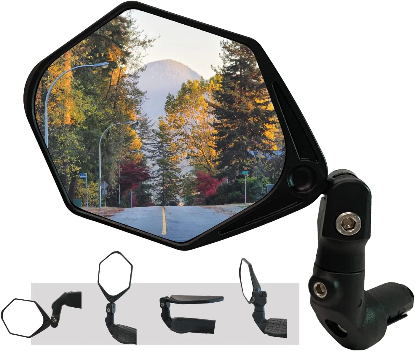 آینه دوچرخه برقی جدید Hafny 2023، آینه بزرگ فرمان دوچرخه، آینه دوچرخه شیشه ای درجه خودرو HD، آینه دوچرخه سواری ایمن مقاوم در برابر انفجار (HF-M904-FR08) (شیشه آبی ضد تابش)