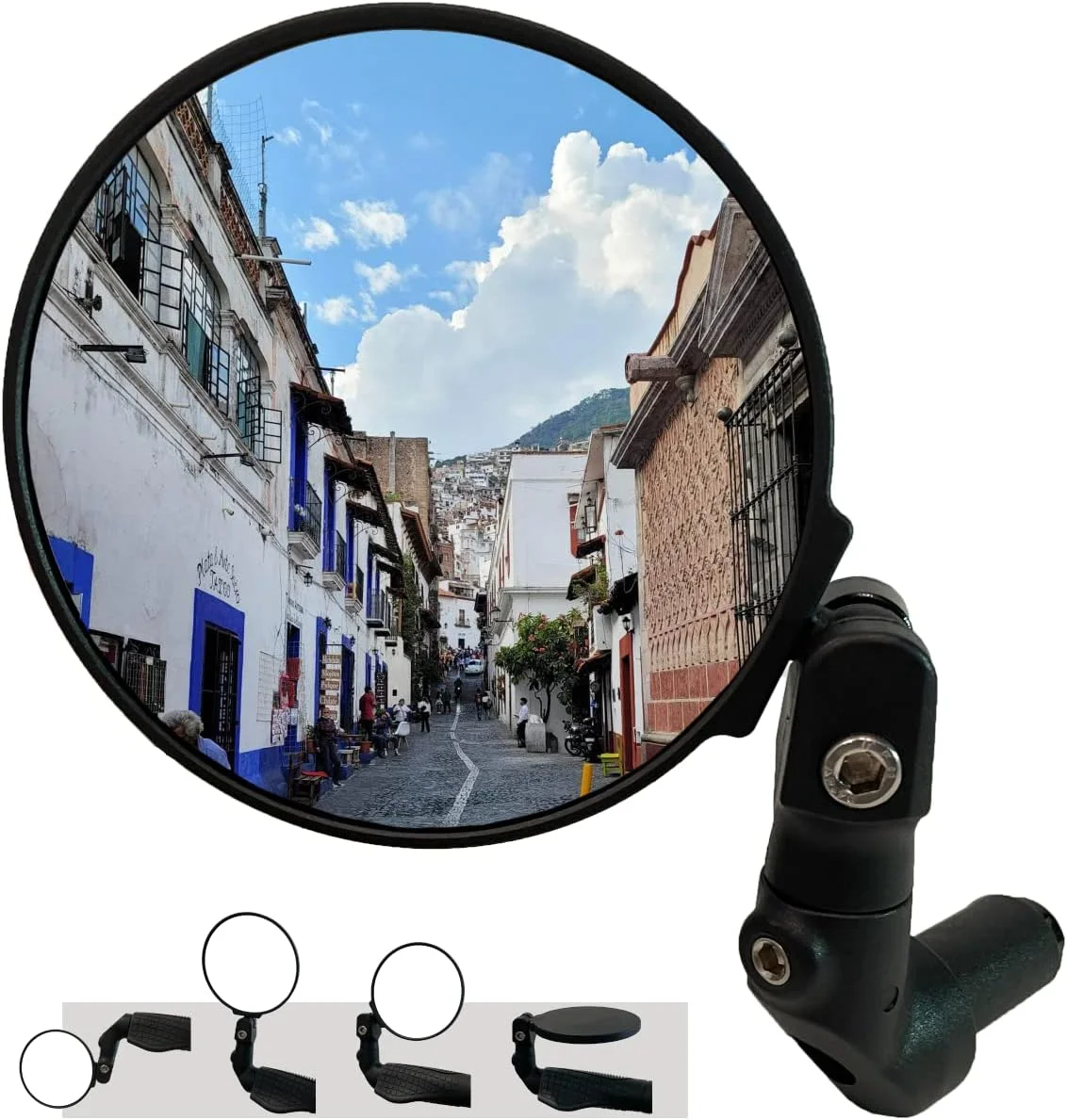 آینه دوچرخه برقی جدید Hafny، آینه های بزرگ دوچرخه برای دوچرخه برقی، آینه دوچرخه شیشه ای درجه خودرو HD، آینه دوچرخه سواری مقاوم در برابر انفجار ایمن (HF-M958S-FR08) (شیشه آبی ضد تابش)