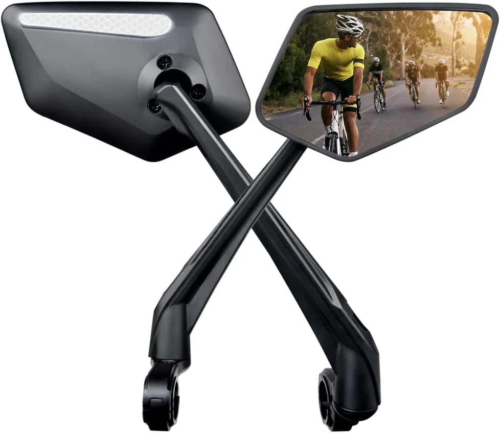 آینه دید عقب دوچرخه DHACHYS X2، آینه دید عقب دوچرخه کوهستان، نسخه بهبود یافته ضد لرزش، ضد ضربه، دسته بلند، آینه محدب بزرگ شده، چرخش 360 درجه، سازگار با موتورسیکلت، دوچرخه برقی