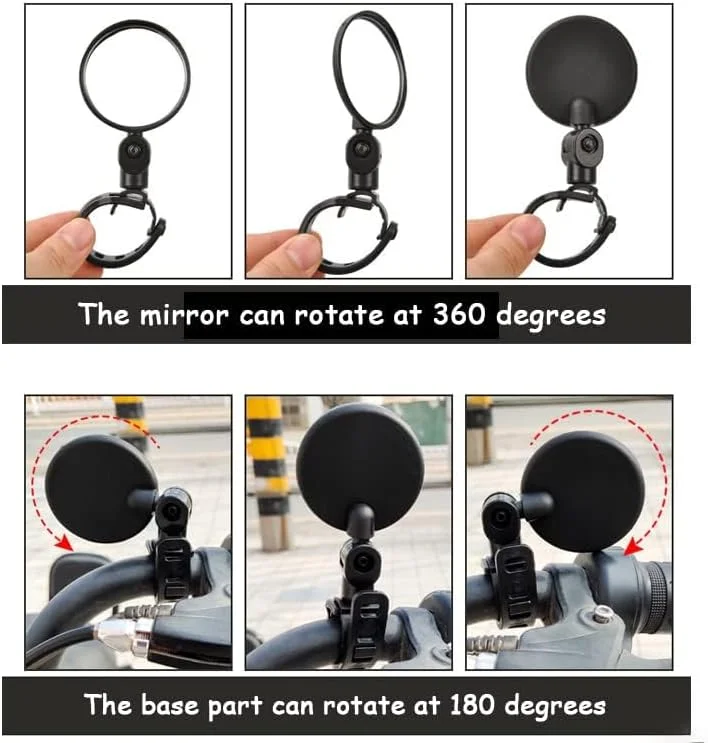 بسته 2 عددی آینه دوچرخه، آینه شیشه ای فرمان دوچرخه کوهستانی جهانی، آینه دید عقب، آینه دوچرخه با قابلیت چرخش 360 درجه، آینه دوچرخه برای دوچرخه برقی سمت چپ، آینه دوچرخه زاویه باز جهانی