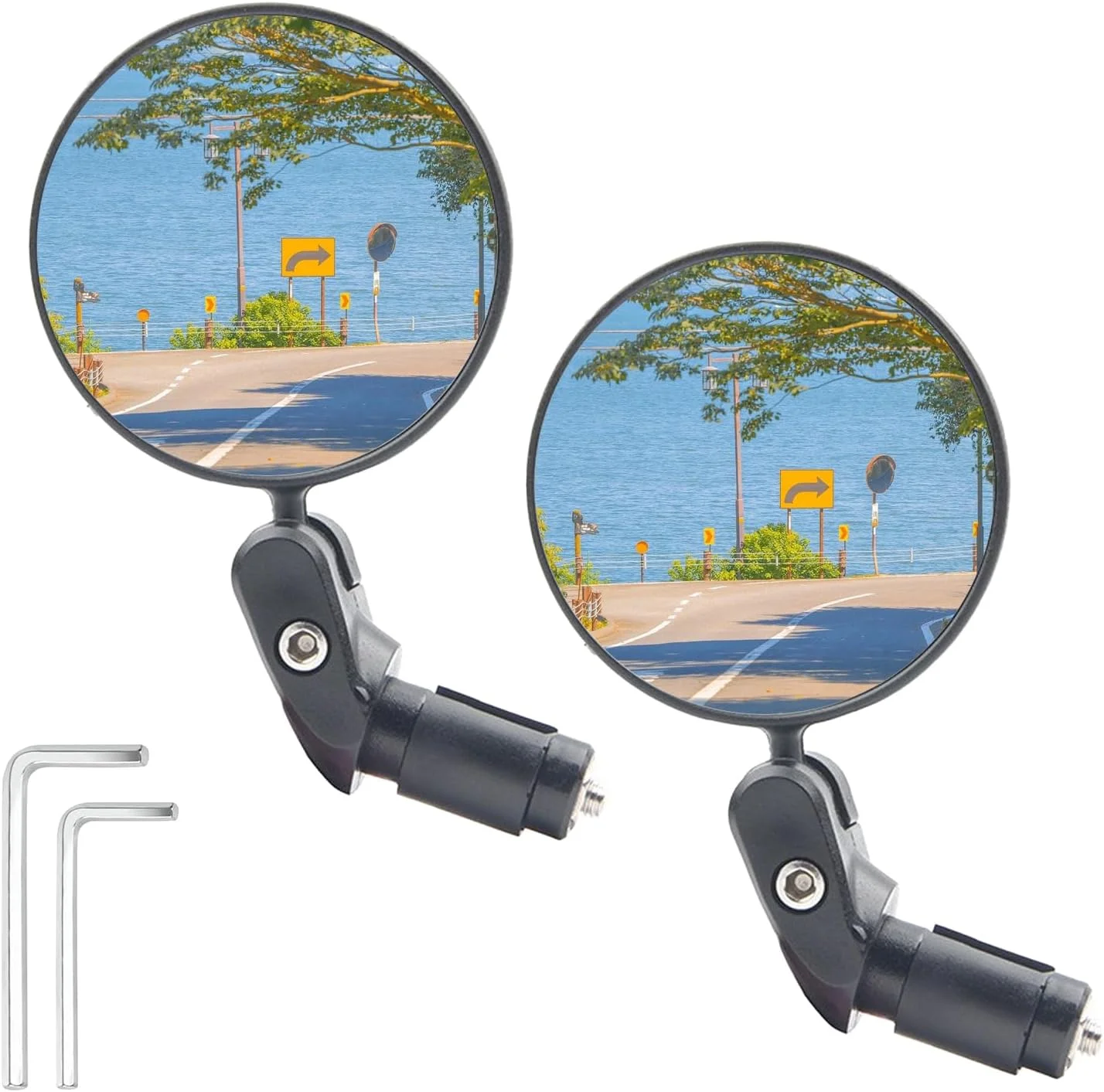 آینه دوچرخه CAIJ بسته 2 عددی با چرخش 360 درجه، مواد ABS سازگار با محیط زیست و بادوام، پایه های جهانی فرمان (17.4-22 میلی متر)، مناسب برای دوچرخه های شهری، کوهستانی و برقی