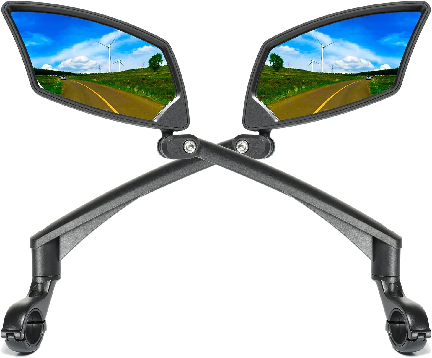 آینه دوچرخه فرمان، لنز شیشه ای مقاوم در برابر خش، آینه عقب ایمن دوچرخه قابل تنظیم و چرخان