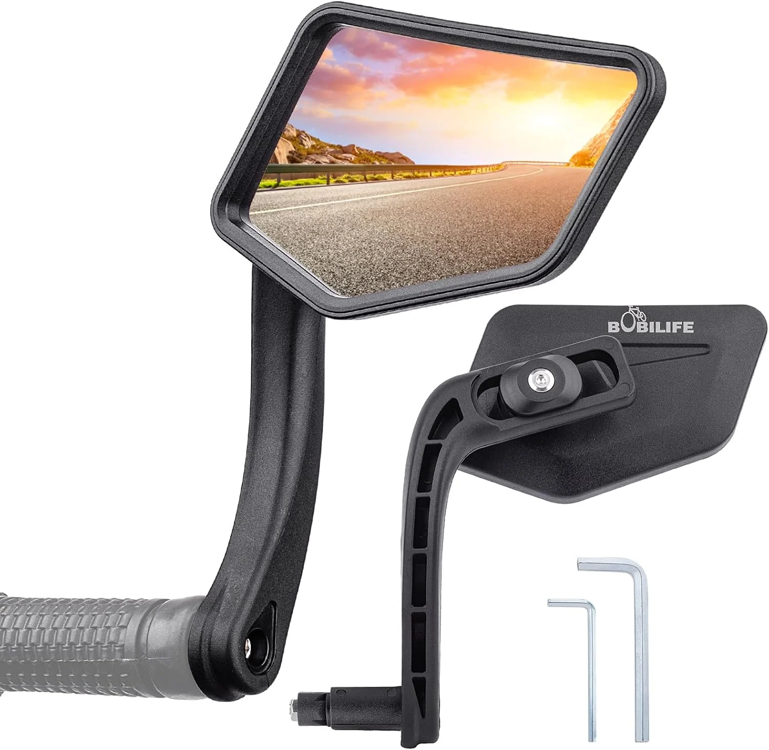 آینه دید عقب دوچرخه، نصب در انتهای فرمان - بسته 2 عددی - سایز بزرگ، با قابلیت تنظیم 360 درجه، شیشه محدب HD، مناسب برای دوچرخه کوهستان، اسکوتر و دوچرخه برقی