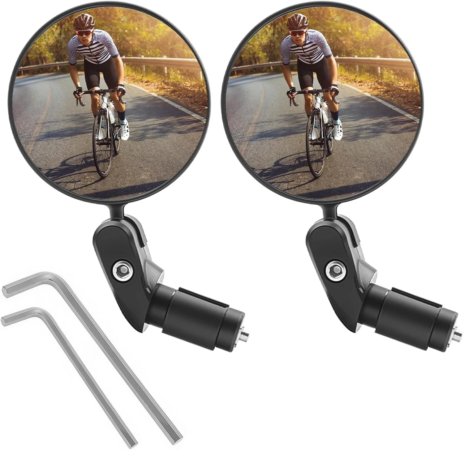 آینه دوچرخه 2 عددی، آینه های دید عقب دوچرخه با قابلیت چرخش 360 درجه، آینه نقطه کور قابل تنظیم شیشه HD زاویه باز محدب با دسته برای دوچرخه کوهستانی، جاده ای و دوچرخه سواری