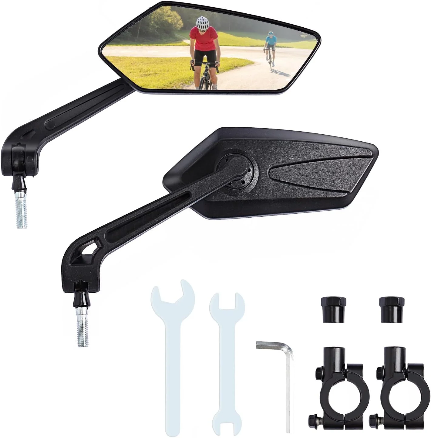 آینه دوچرخه، یک جفت آینه دوچرخه با قابلیت چرخش 360 درجه برای فرمان، آینه دوچرخه سواری زاویه باز HD قابل تنظیم، آینه دید عقب فرمان دوچرخه برای دوچرخه کوهستانی، جاده ای و برقی (دید واضح)