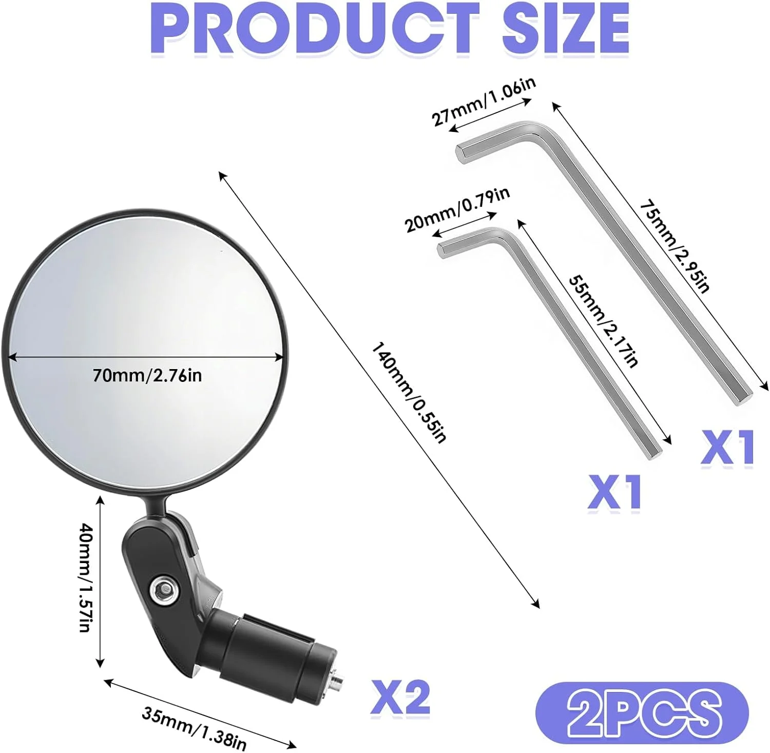 آینه دوچرخه 2 عددی، آینه های دید عقب دوچرخه با قابلیت چرخش 360 درجه، آینه نقطه کور قابل تنظیم شیشه HD زاویه باز محدب با دسته برای دوچرخه کوهستانی، جاده ای و دوچرخه سواری