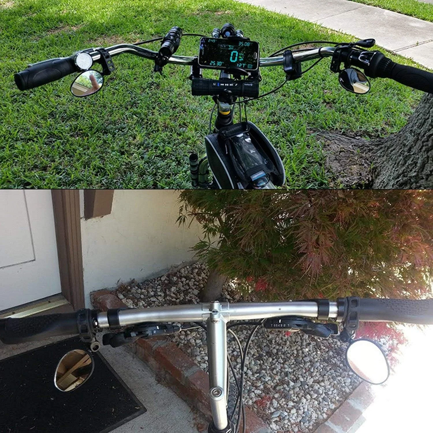 آینه دوچرخه، 2 عدد، آینه دید عقب، آینه دوچرخه، 360 درجه، قابل تنظیم، ایمن، آینه فرمان چرخشی، آینه اکریلیک جهانی، آینه دید عقب برای دوچرخه کوهستان