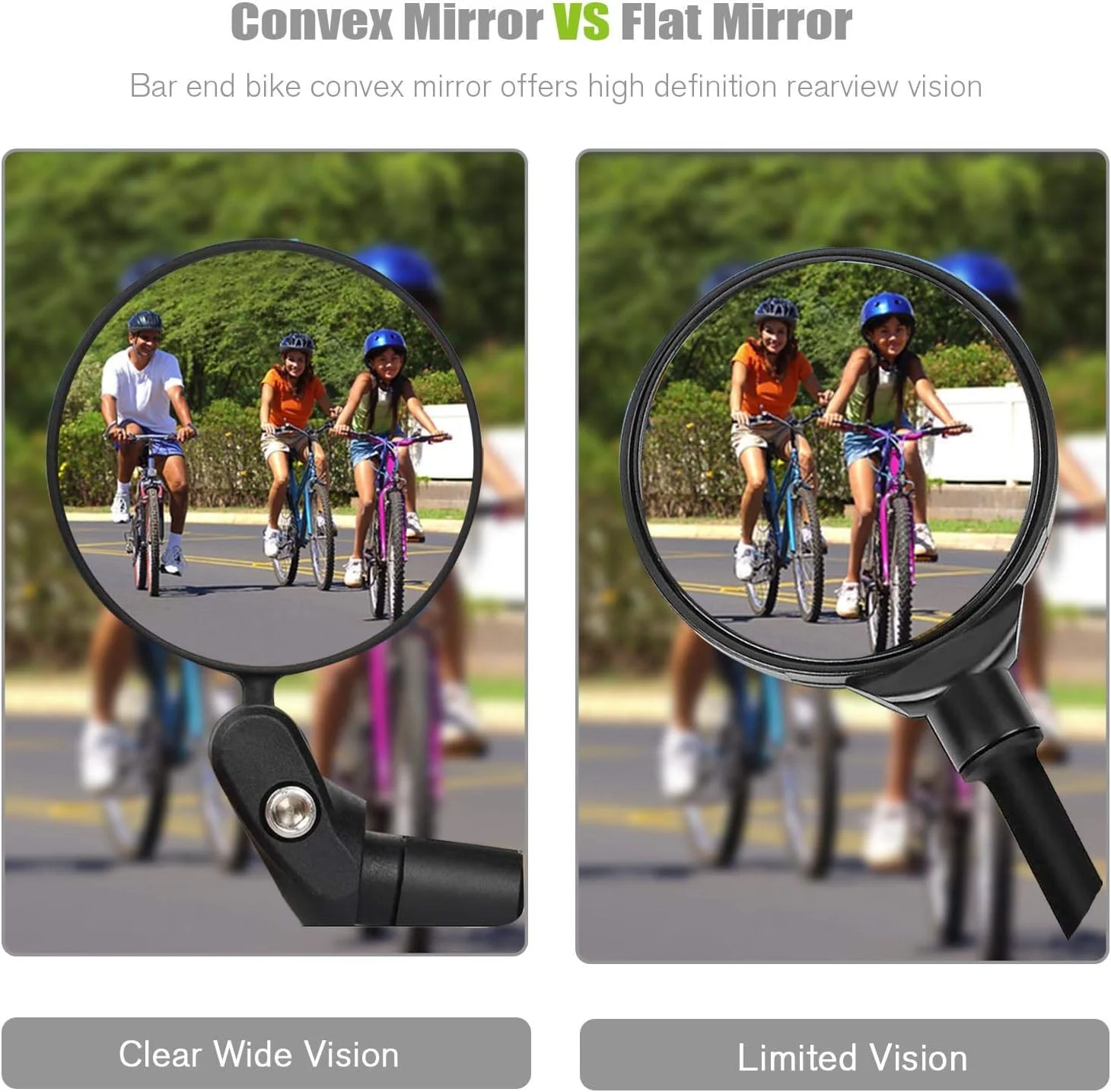 آینه دسته دوچرخه با قابلیت چرخش 360 درجه و تنظیم، آینه محدب گرد دید عقب فرمان به همراه پیچ و آچار برای دوچرخه، دوچرخه کوهستان و دوچرخه جاده