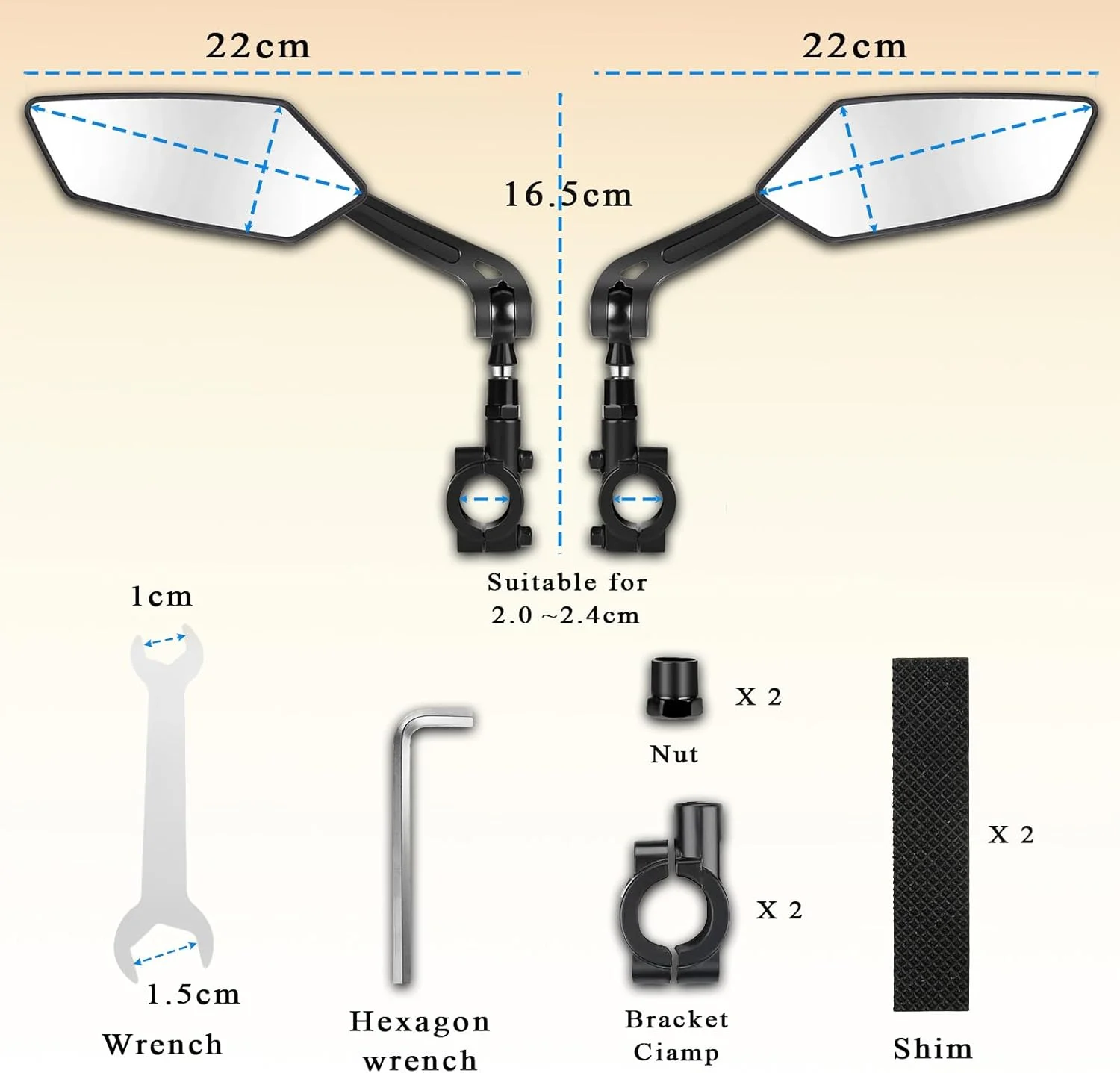 آینه دید عقب دوچرخه، ست چپ و راست - تاشو و چرخان 360 درجه، آینه دید عقب جهانی برای دوچرخه/دوچرخه برقی/دوچرخه کوهستان با دید بدون اعوجاج، نصب آسان