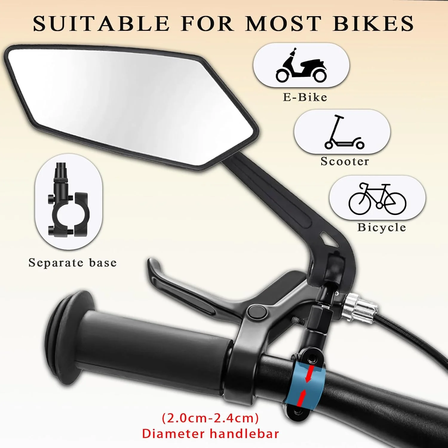 آینه دید عقب دوچرخه، ست چپ و راست - تاشو و چرخان 360 درجه، آینه دید عقب جهانی برای دوچرخه/دوچرخه برقی/دوچرخه کوهستان با دید بدون اعوجاج، نصب آسان