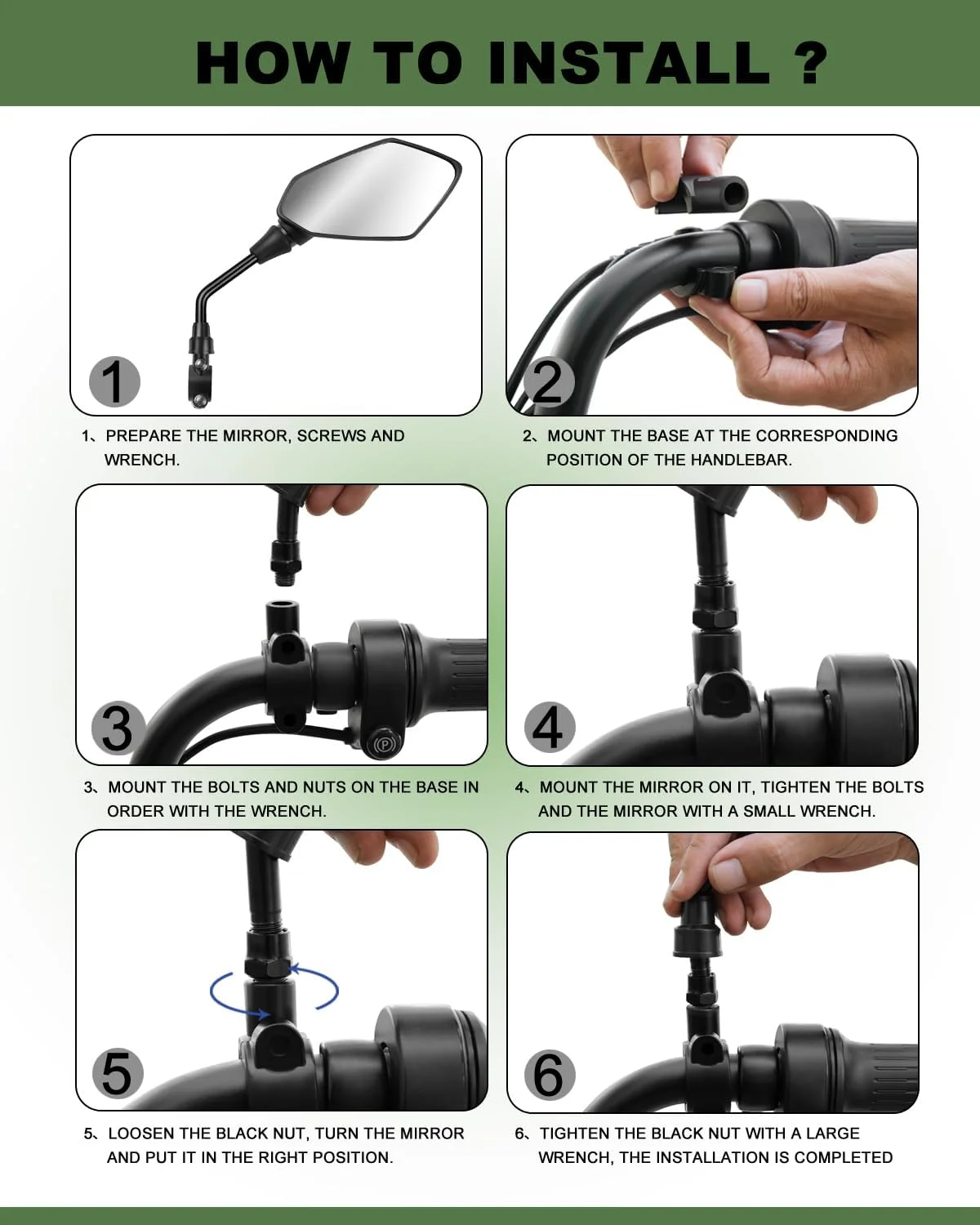 آینه دوچرخه Bavel، بسته 2 عددی (1 جفت) آینه های فرمان دوچرخه برای دوچرخه کوهستان، دوچرخه برقی، اسکوتر، دوچرخه برفی، آینه بزرگ HD، آینه دید عقب با زاویه دید عریض قابل تنظیم با طراحی شیشه ایمنی چرخان 360 درجه