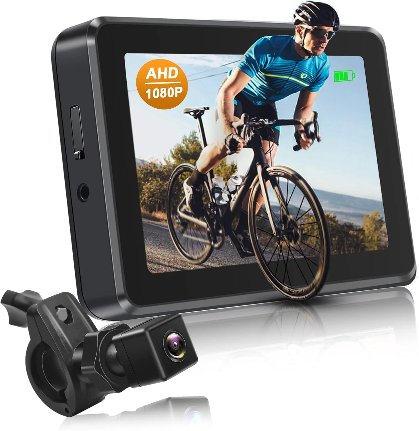 آینه دوربین دار دوچرخه با زاویه دید گسترده 115 درجه، مانیتور 4.3 اینچی HD 1080P، آینه دید عقب دوچرخه، دوربین دید در شب برای فرمان، آینه دوچرخه قابل تنظیم برای دوچرخه برقی، کوهستان، جاده