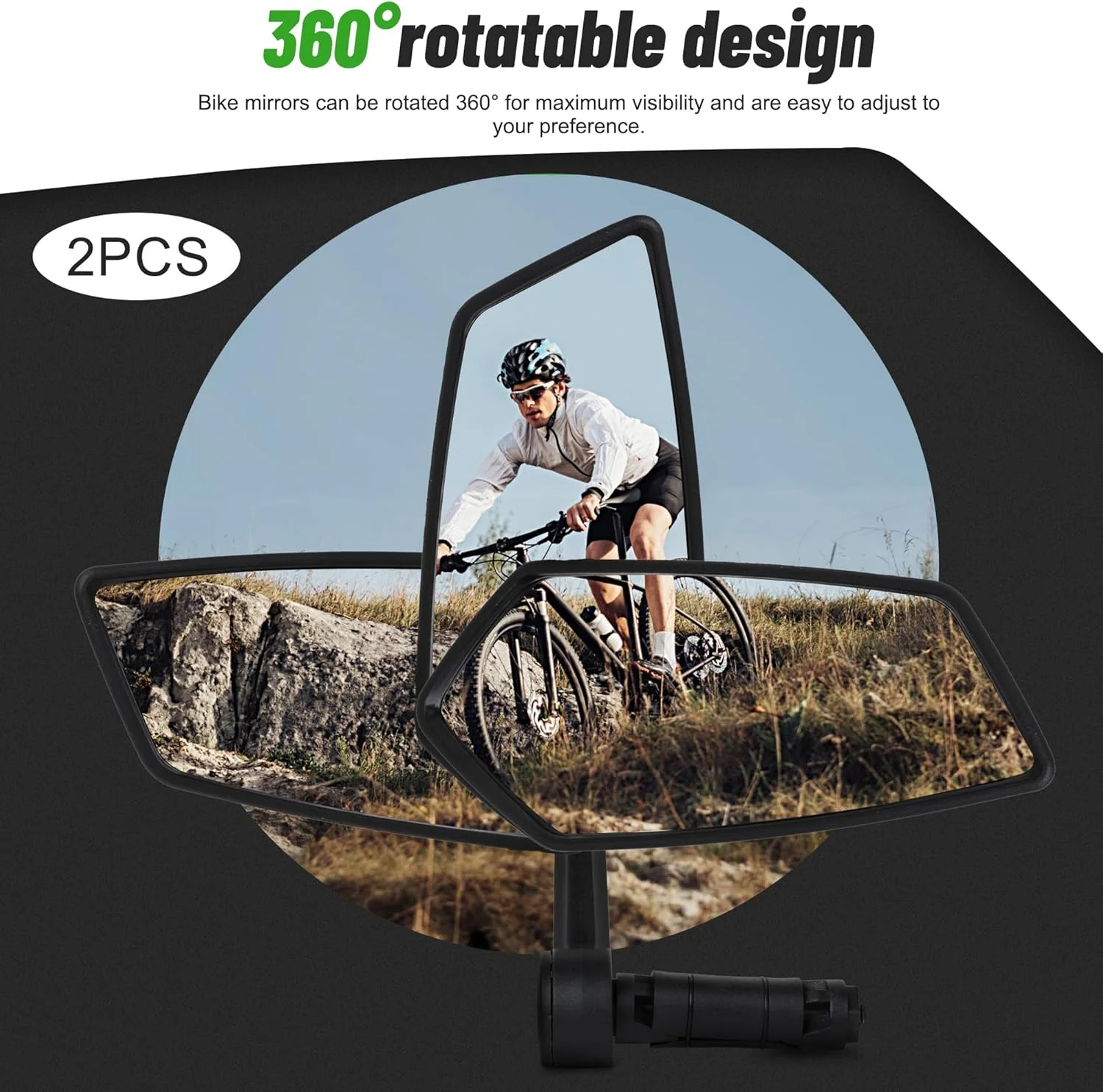 آینه دوچرخه AiQInu، آینه دوچرخه بازتابنده شیشه ای HD برای فرمان، 15-20 میلی متر، آینه دید عقب دوچرخه با قابلیت چرخش 360 درجه برای دوچرخه و دوچرخه کوهستانی