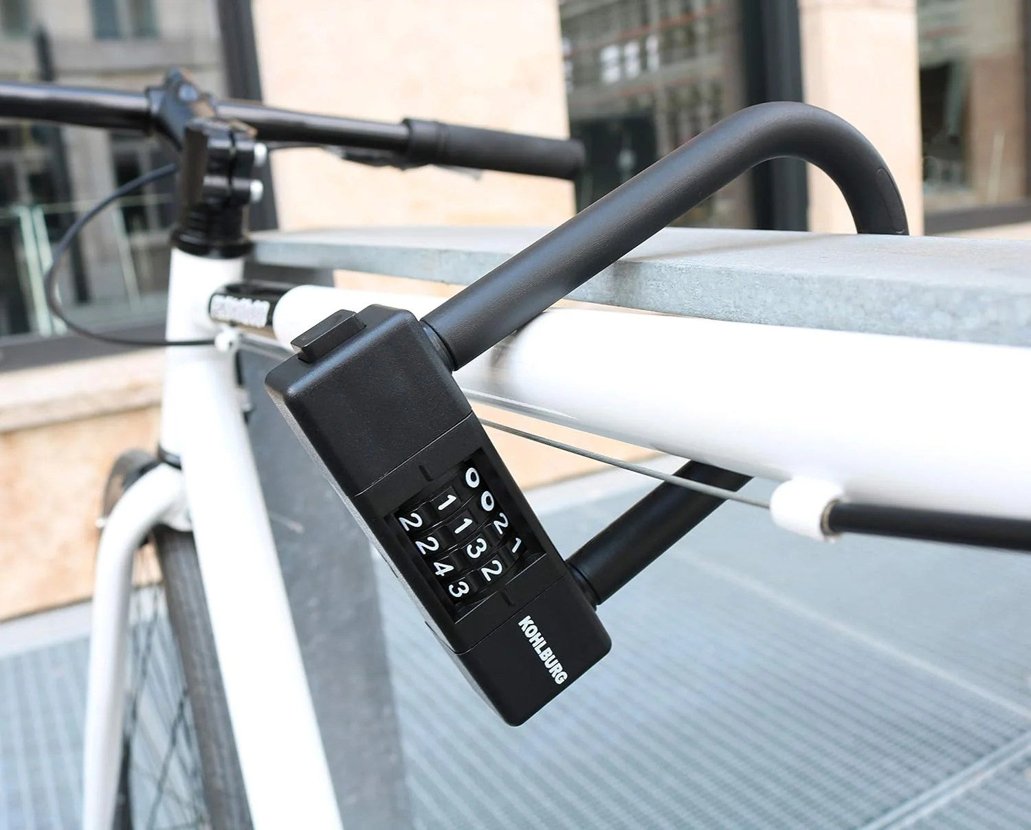 قفل زنجیری کوچک و سبک KOHLBURG - قفل دوچرخه ایمن با نگهدارنده - قفل 15 میلی متری ضخیم با رمز عبور - قفل رمزی برای دوچرخه کورسی، دوچرخه برقی و دوچرخه