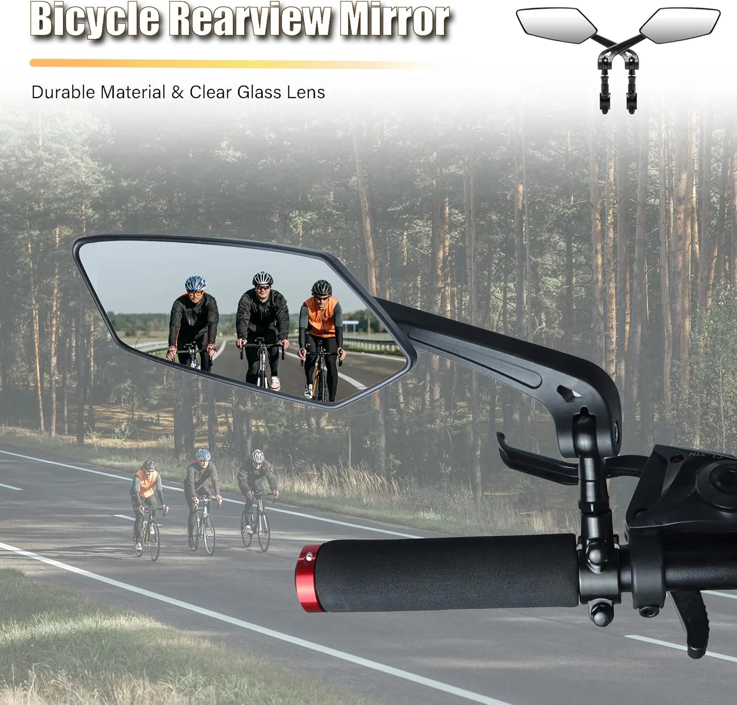 آینه دوچرخه فرمان، مقاوم در برابر ضربه HD، آینه دوچرخه قابل تنظیم و چرخان، آینه های دید عقب دوچرخه، آینه دوچرخه (2 عدد) (پنکه ای)