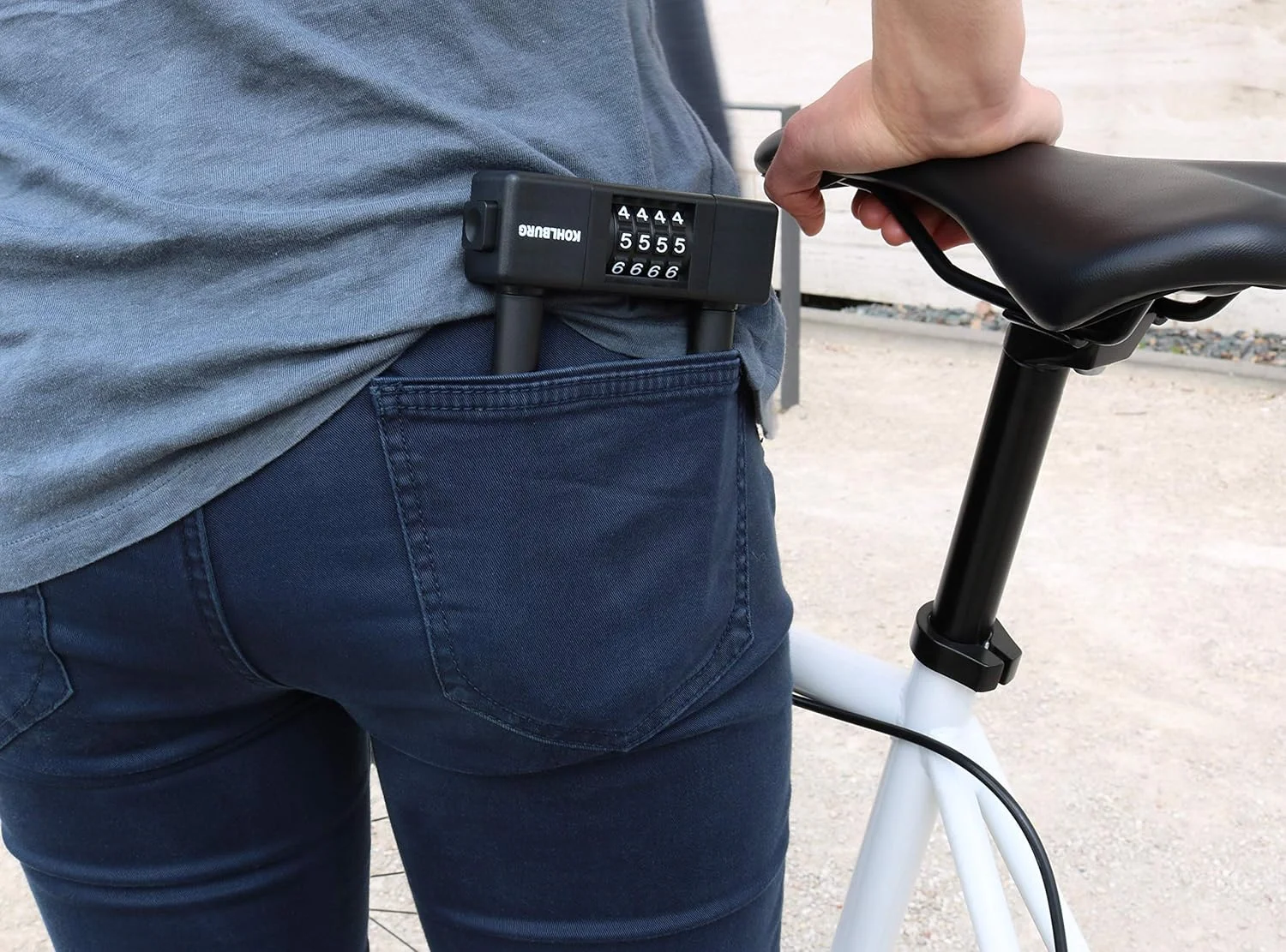 قفل زنجیری کوچک و سبک KOHLBURG - قفل دوچرخه ایمن با نگهدارنده - قفل 15 میلی متری ضخیم با رمز عبور - قفل رمزی برای دوچرخه کورسی، دوچرخه برقی و دوچرخه