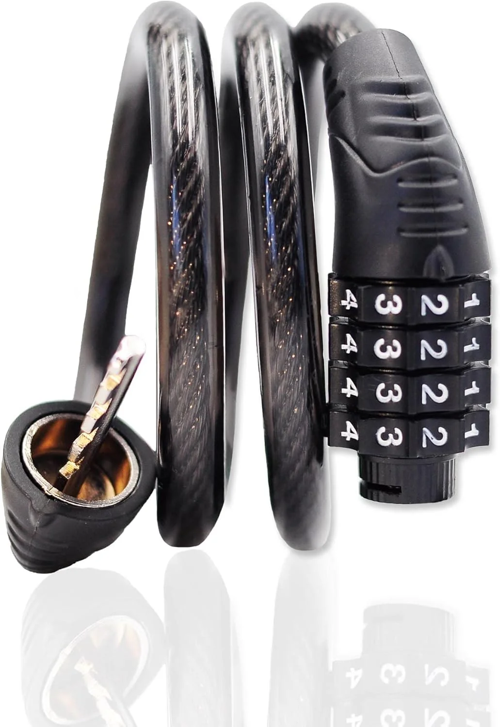 قفل کابلی ترکیبی دوچرخه - 4 رقمی، کابل امنیتی فنری 32 اینچی قابل تنظیم مجدد، لوازم جانبی ضد سرقت برای دوچرخه کوهستانی، دوچرخه جاده، دوچرخه برقی، اسکوتر