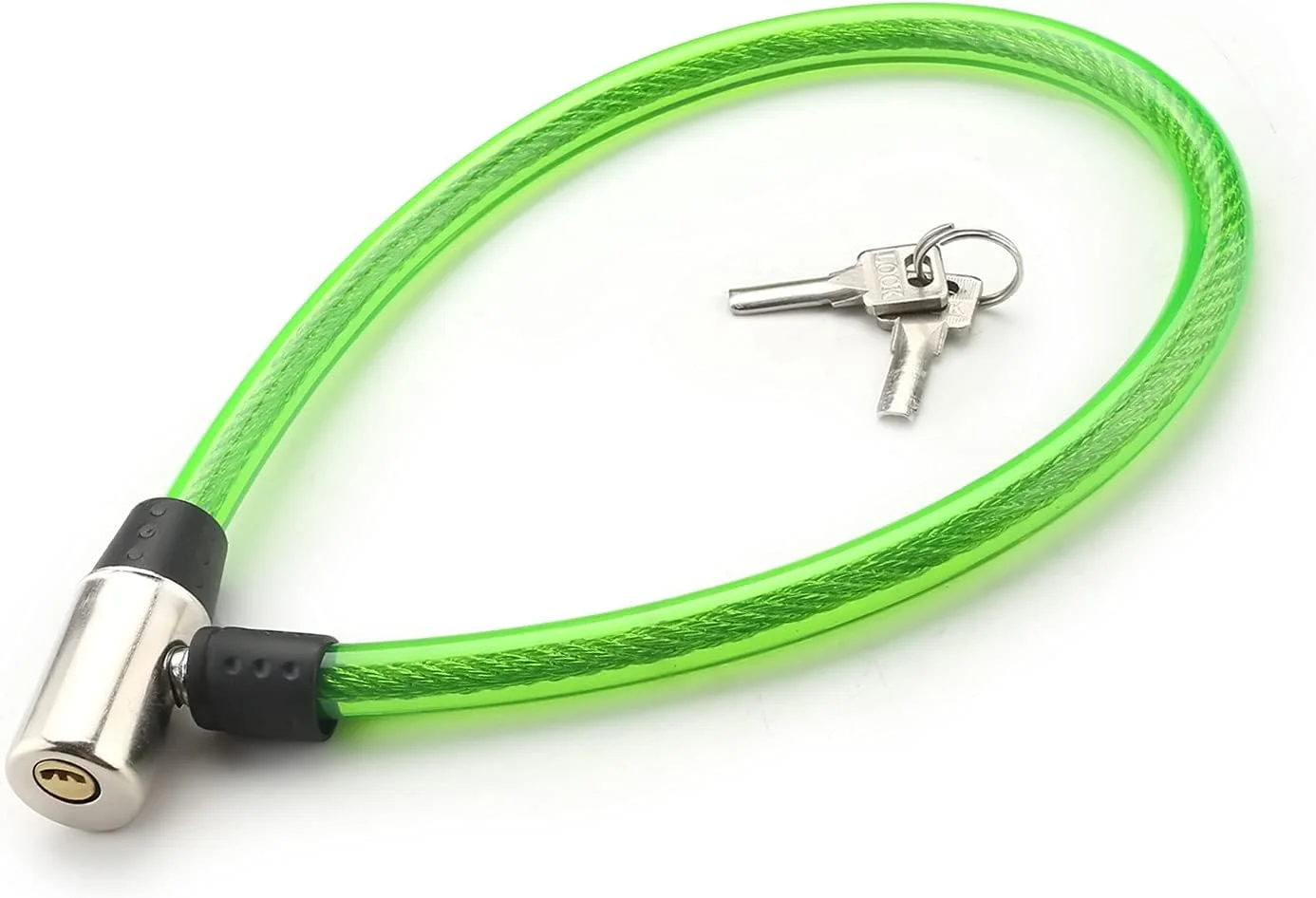 قفل دوچرخه ضد سرقت با کلید، قفل کابلی با امنیت بالا، قفل فنری دوچرخه، 2 کلید، سبز، 620x12 میلی متر