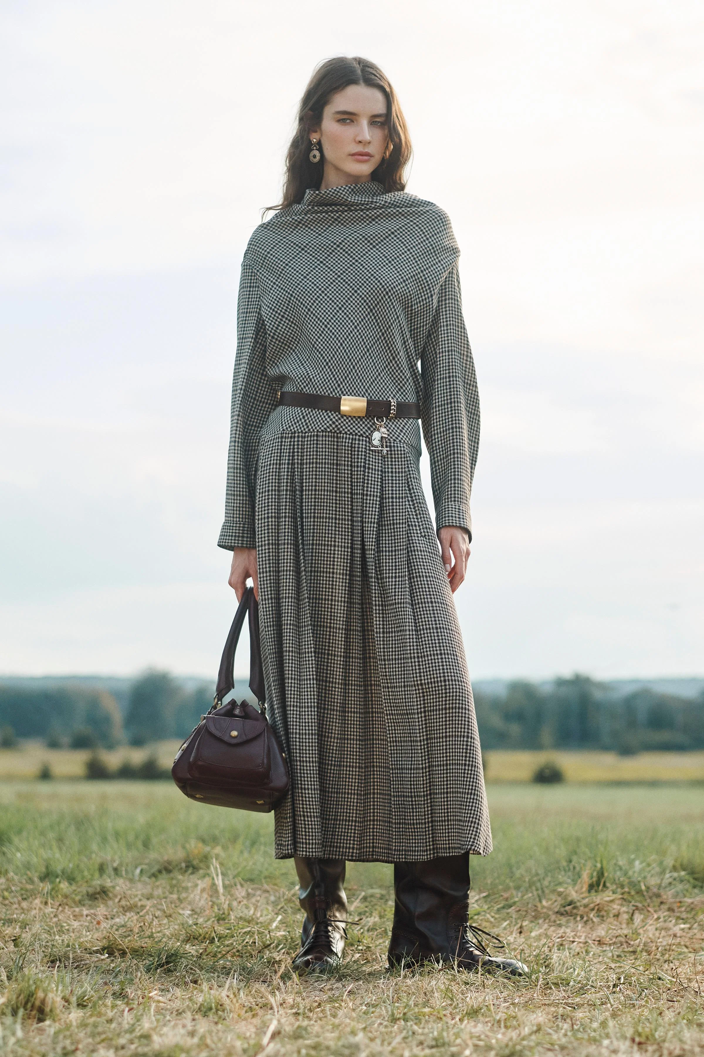 پیراهن چهارخانه نسخه محدود با پلیسه جعبه ای