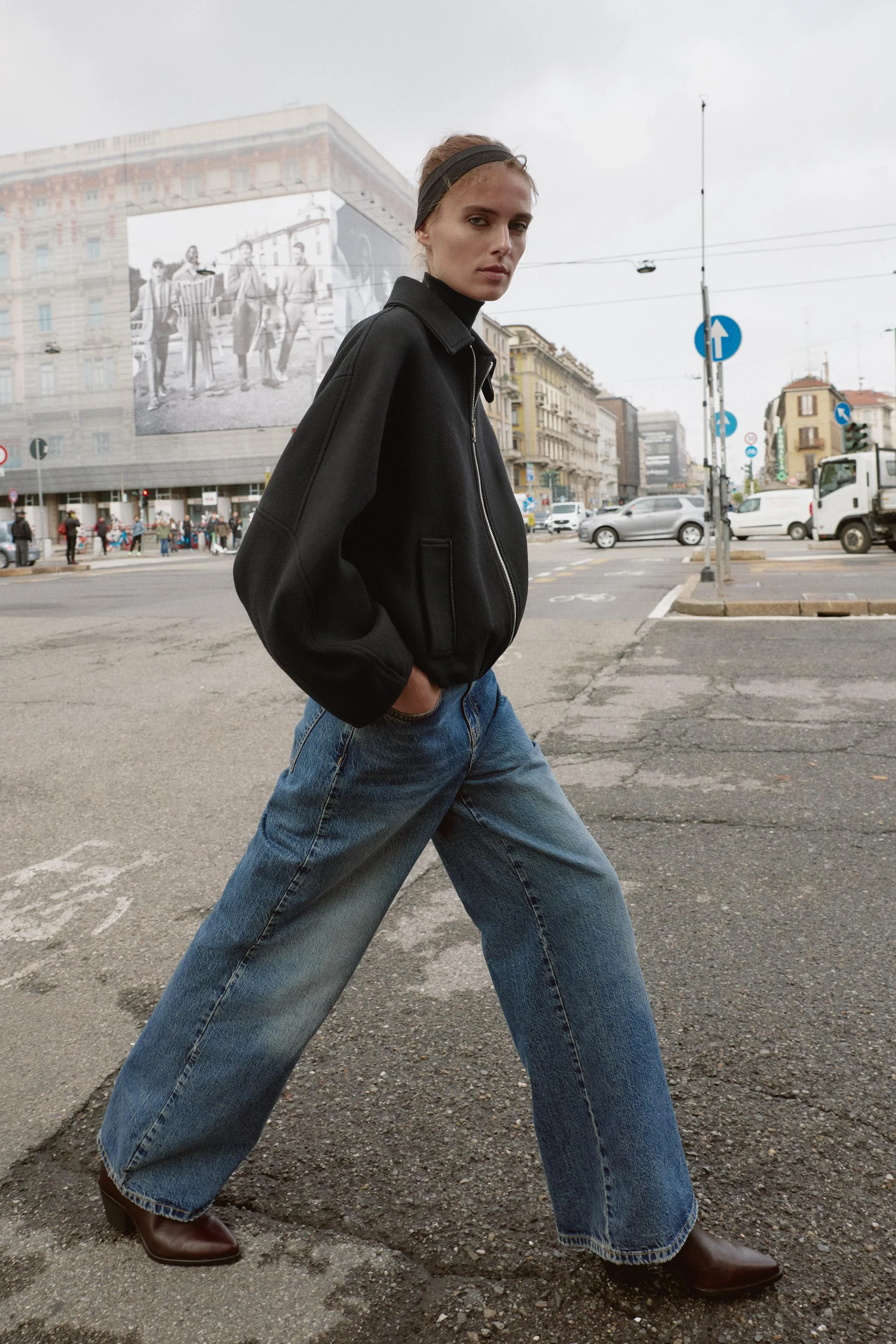 کاپشن خلبانی بادکنکی با یقه پشمی متضاد