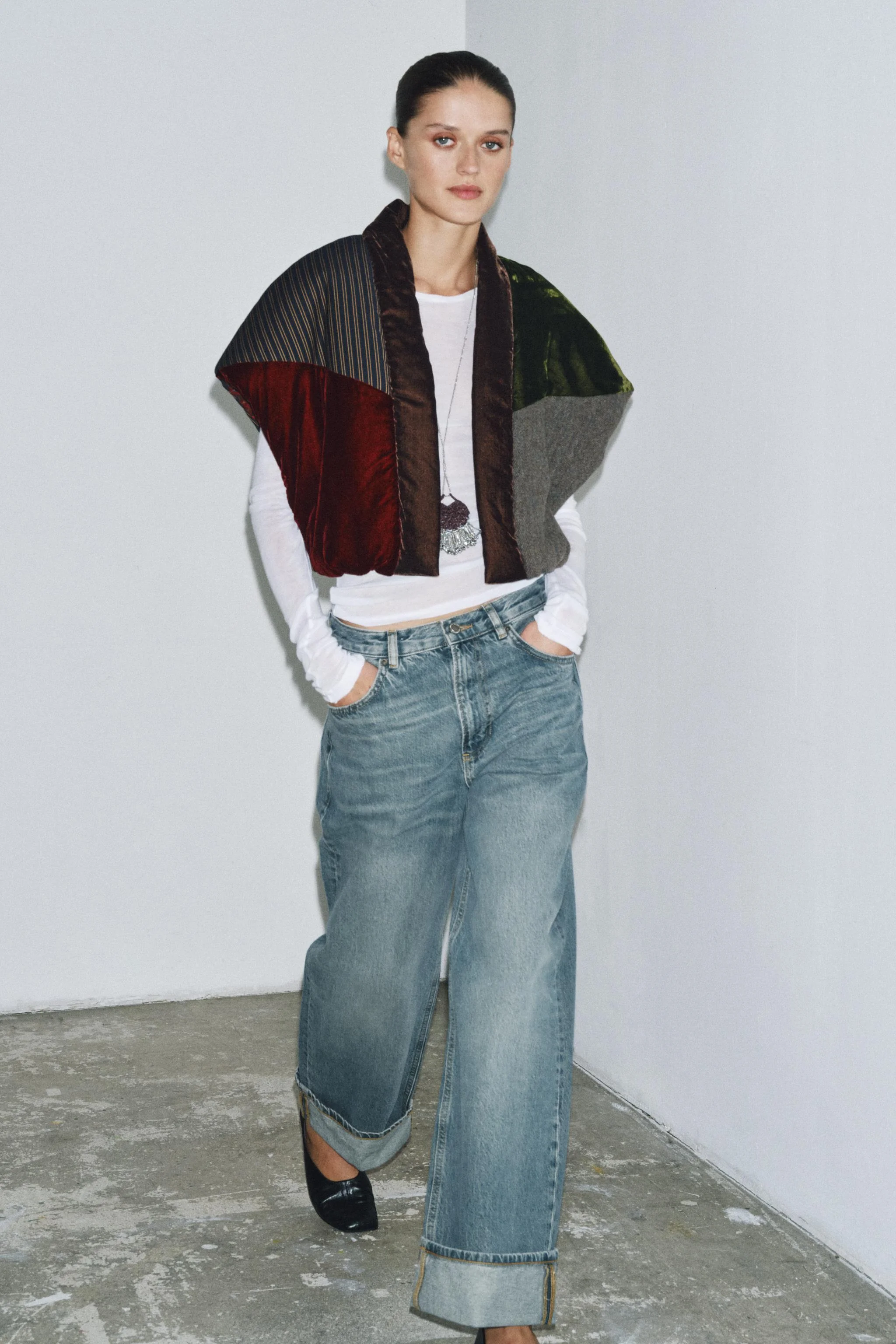 کت مخمل طرح دار با پارچه متضاد