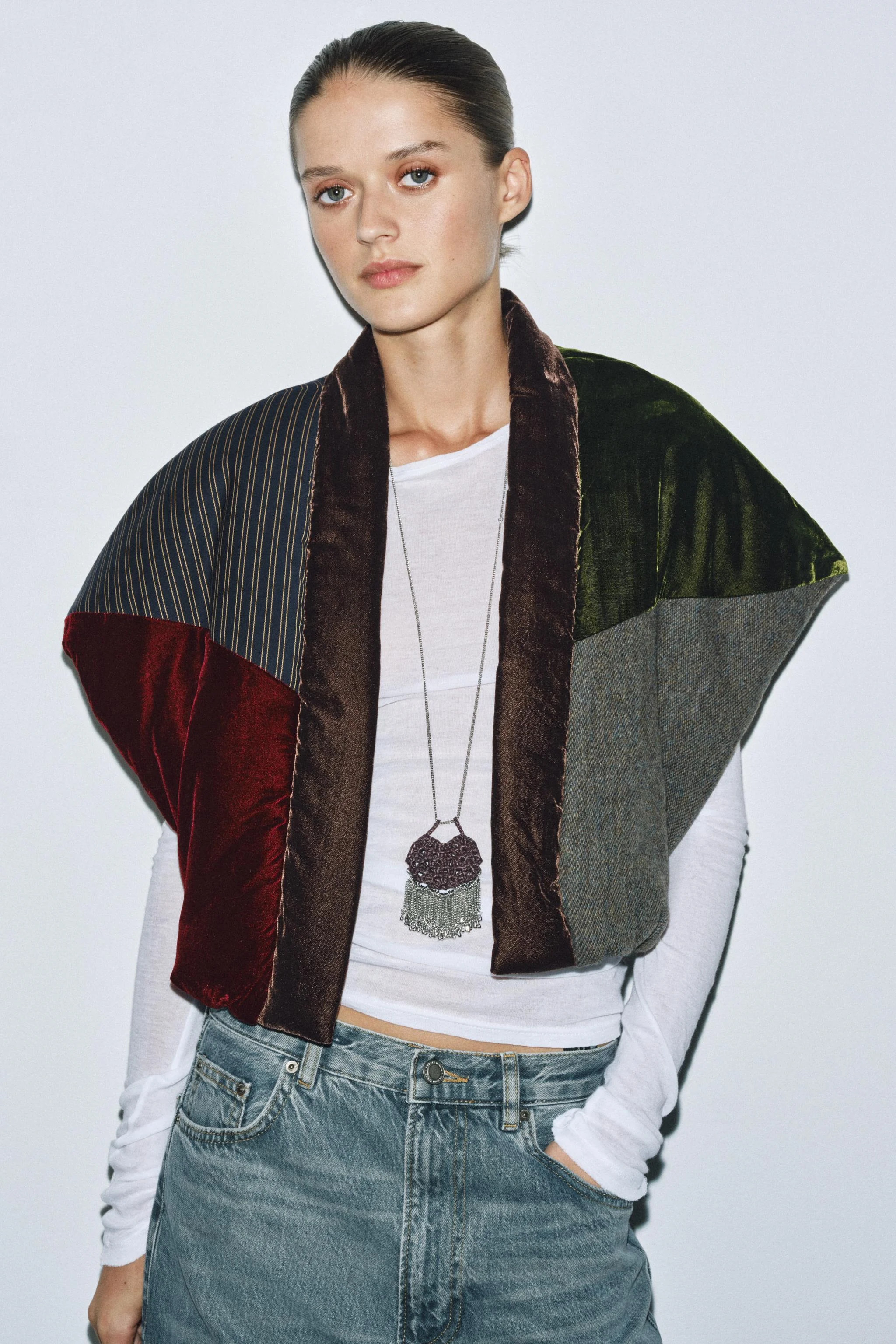 کت مخمل طرح دار با پارچه متضاد کت مخمل طرح دار با پارچه متضاد